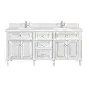 James Martin Lorelai 72" Double Vanity in Bright White with 3cm Countertop