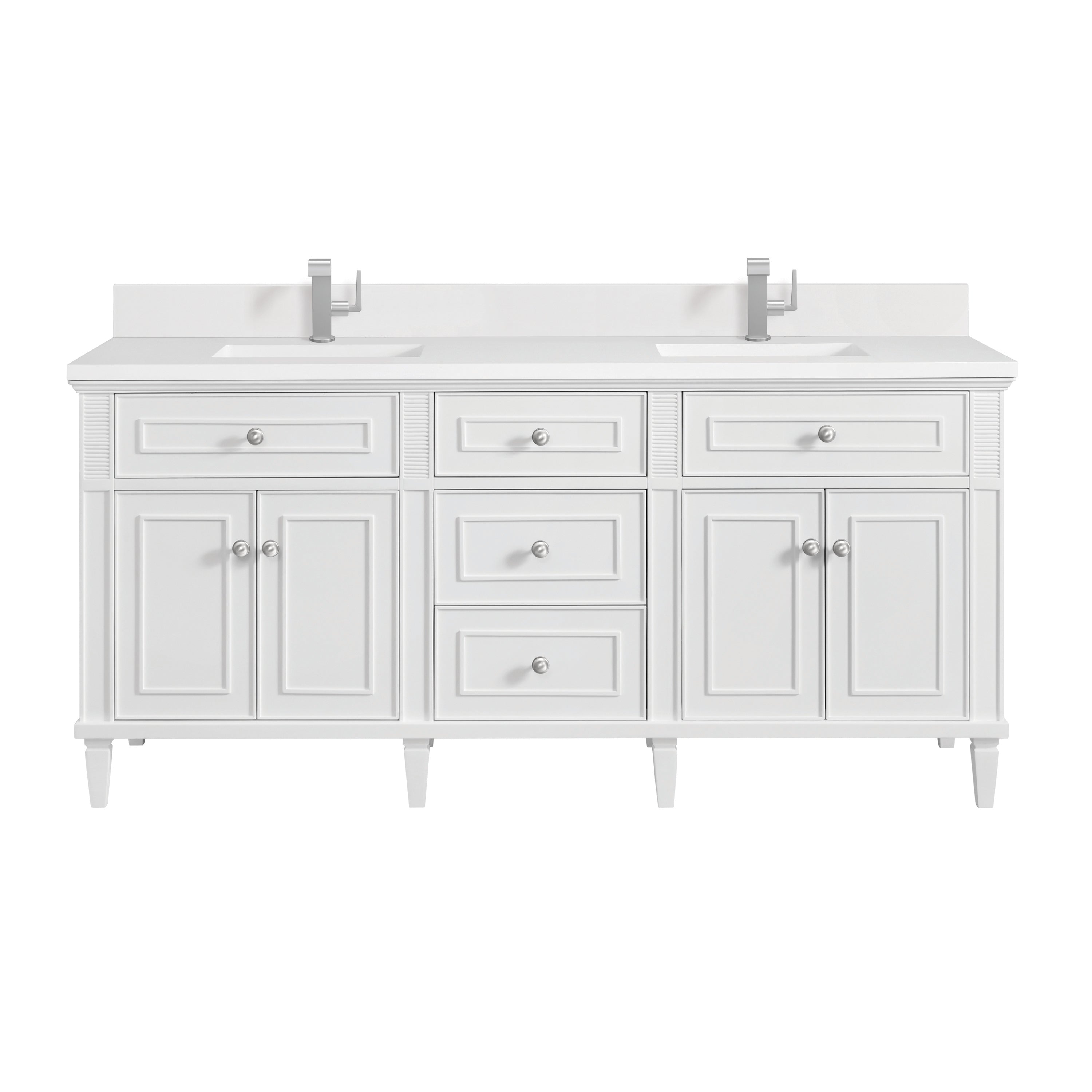 James Martin Lorelai 72" Double Vanity in Bright White with 3cm Countertop