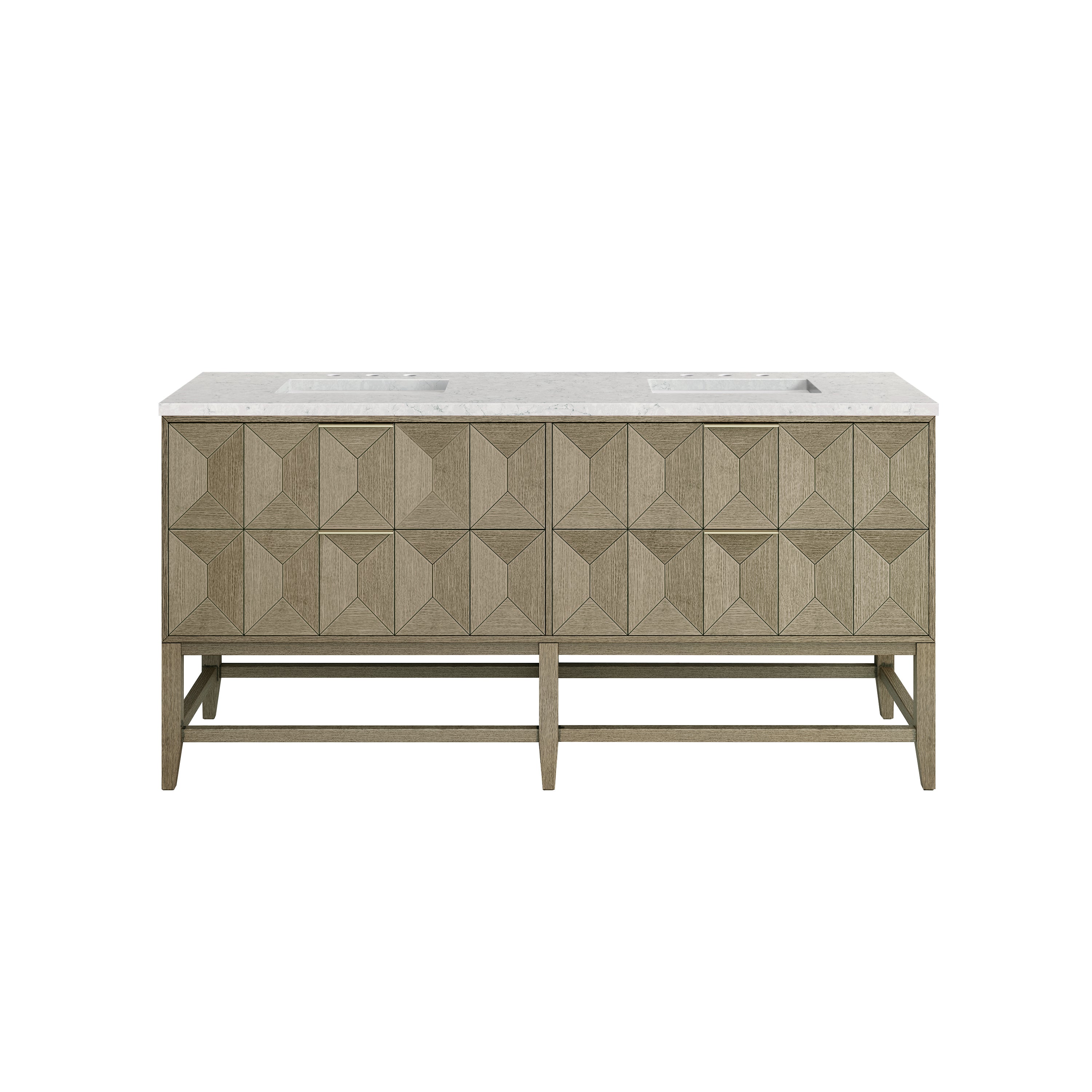 James Martin Emmeline 72" Double Vanity in Pebble Oak with 3cm Countertop