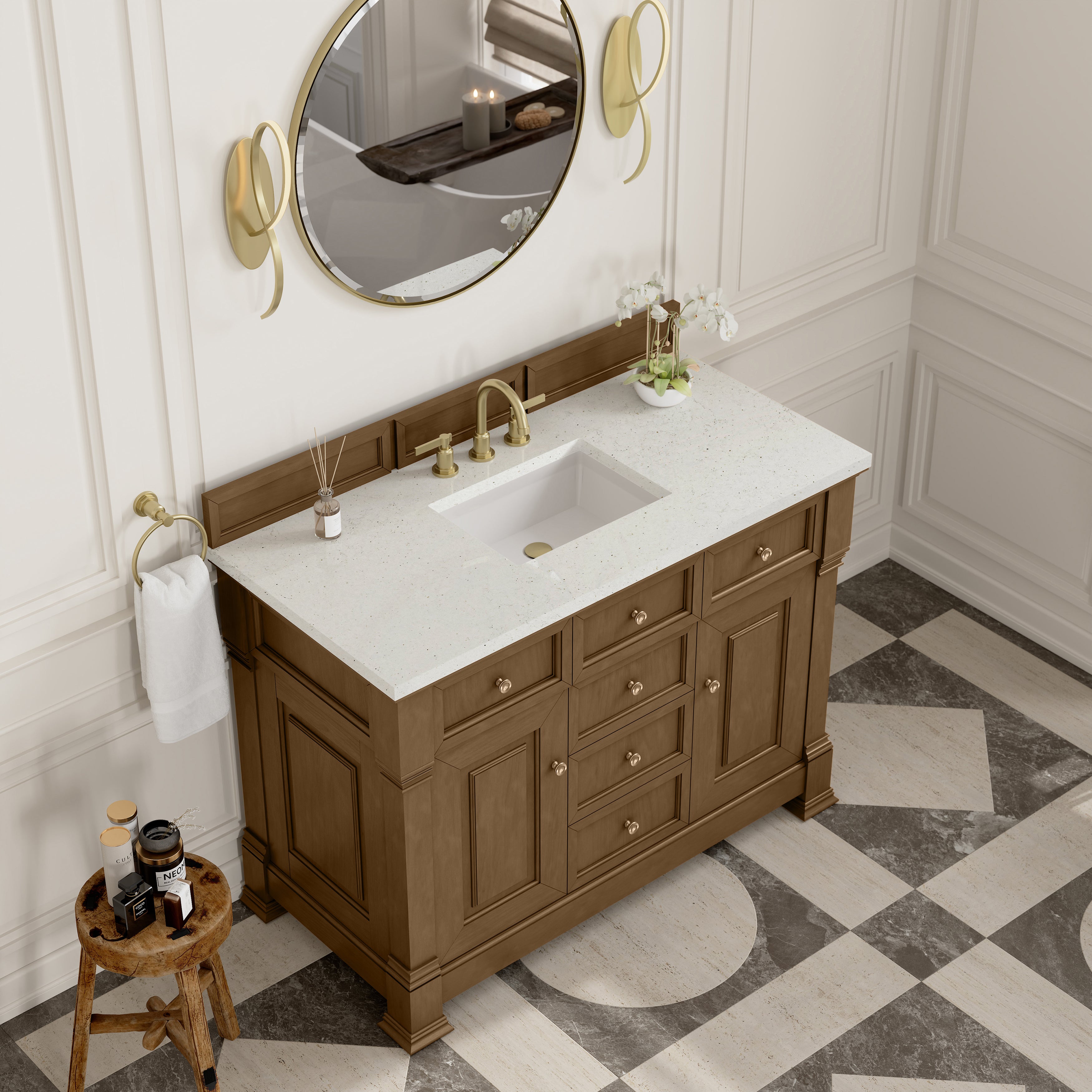 James Martin Brookfield 48" Single Vanity in Honey Oak with 3cm Countertop