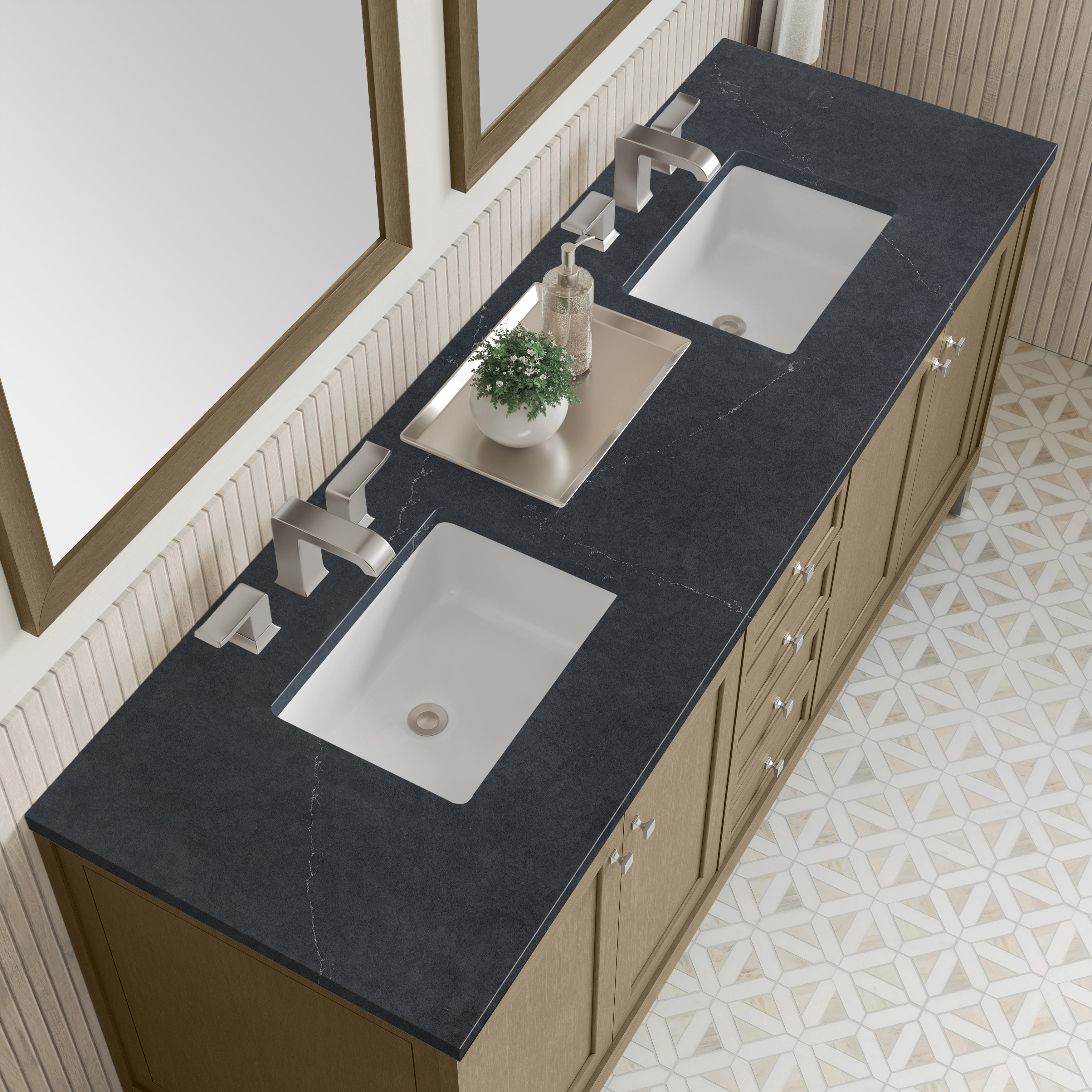 James Martin Chicago 72" Double Vanity in Walnut Whisper with 3cm Countertop