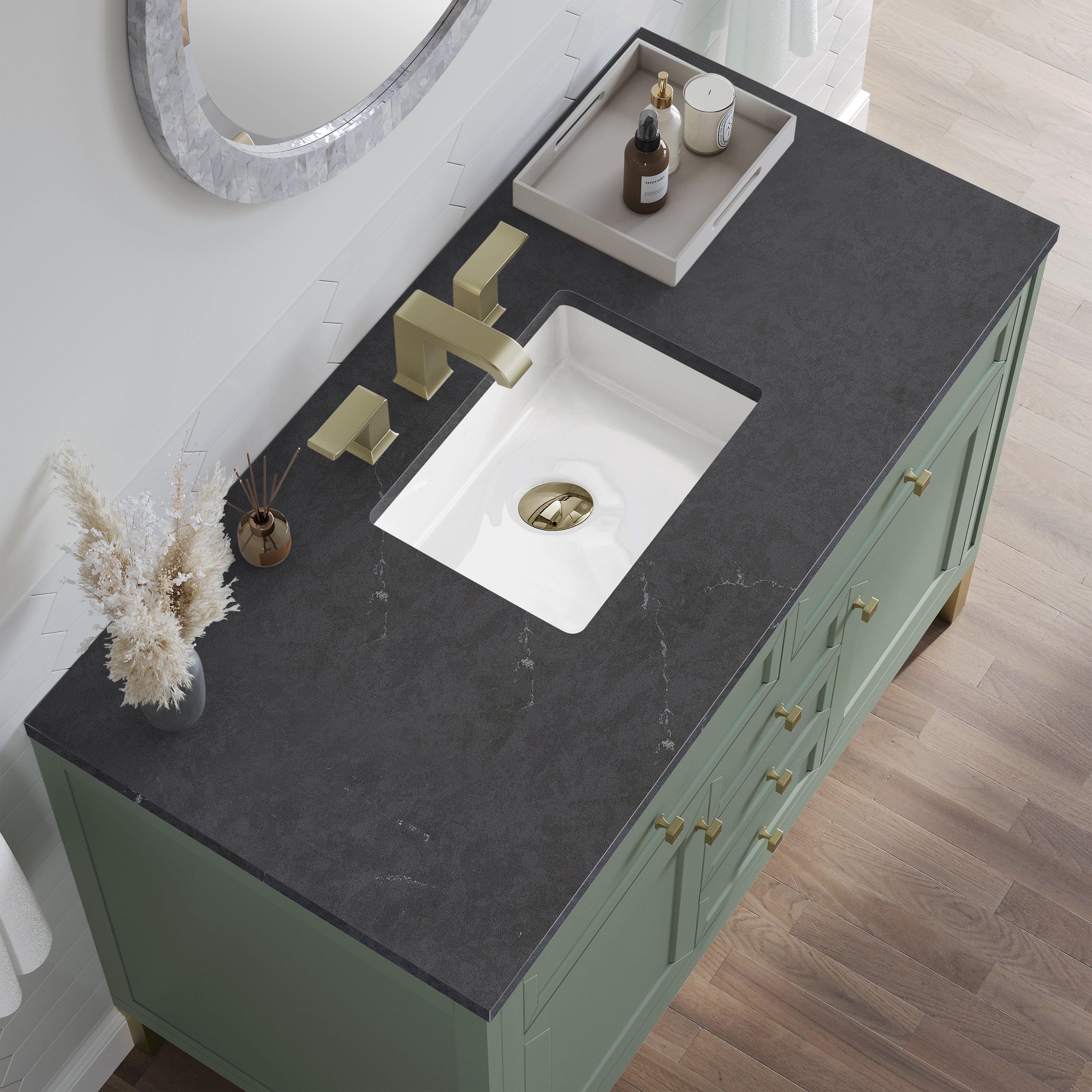 James Martin Chicago 48" Single Vanity in Smokey Celadon with 3cm Countertop