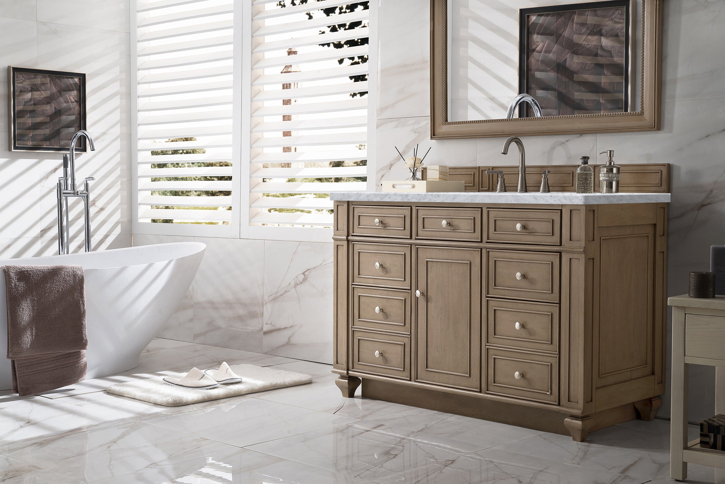James Martin Bristol 48" Single Vanity in Whitewashed Walnut with 3cm Countertop