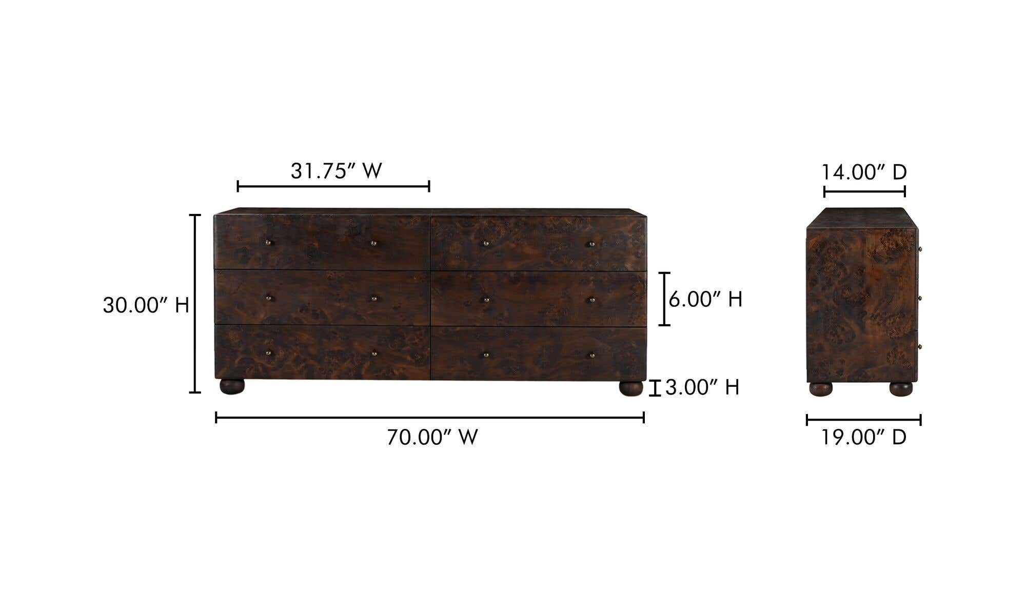 Moes York 6 Drawer Dresser VE-1127