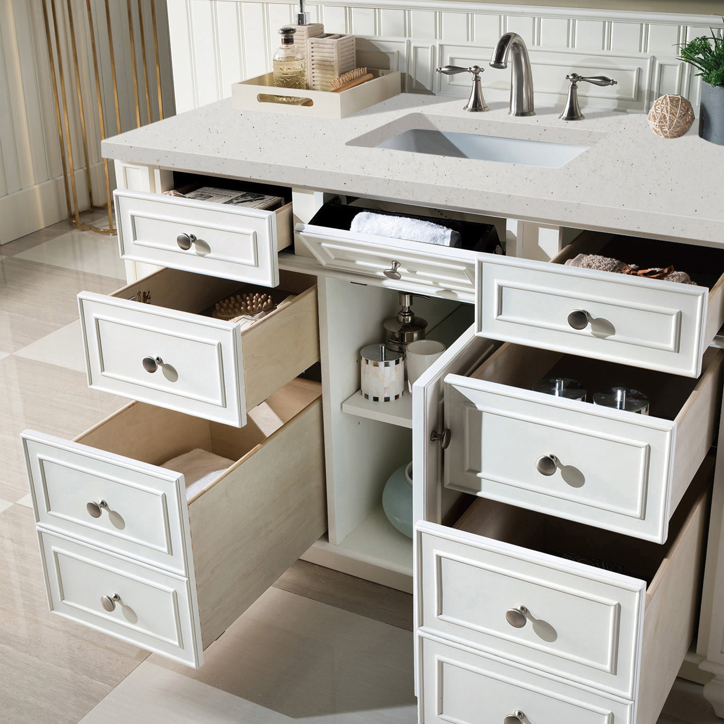 James Martin Bristol 48" Single Vanity in Bright White with 3cm Countertop