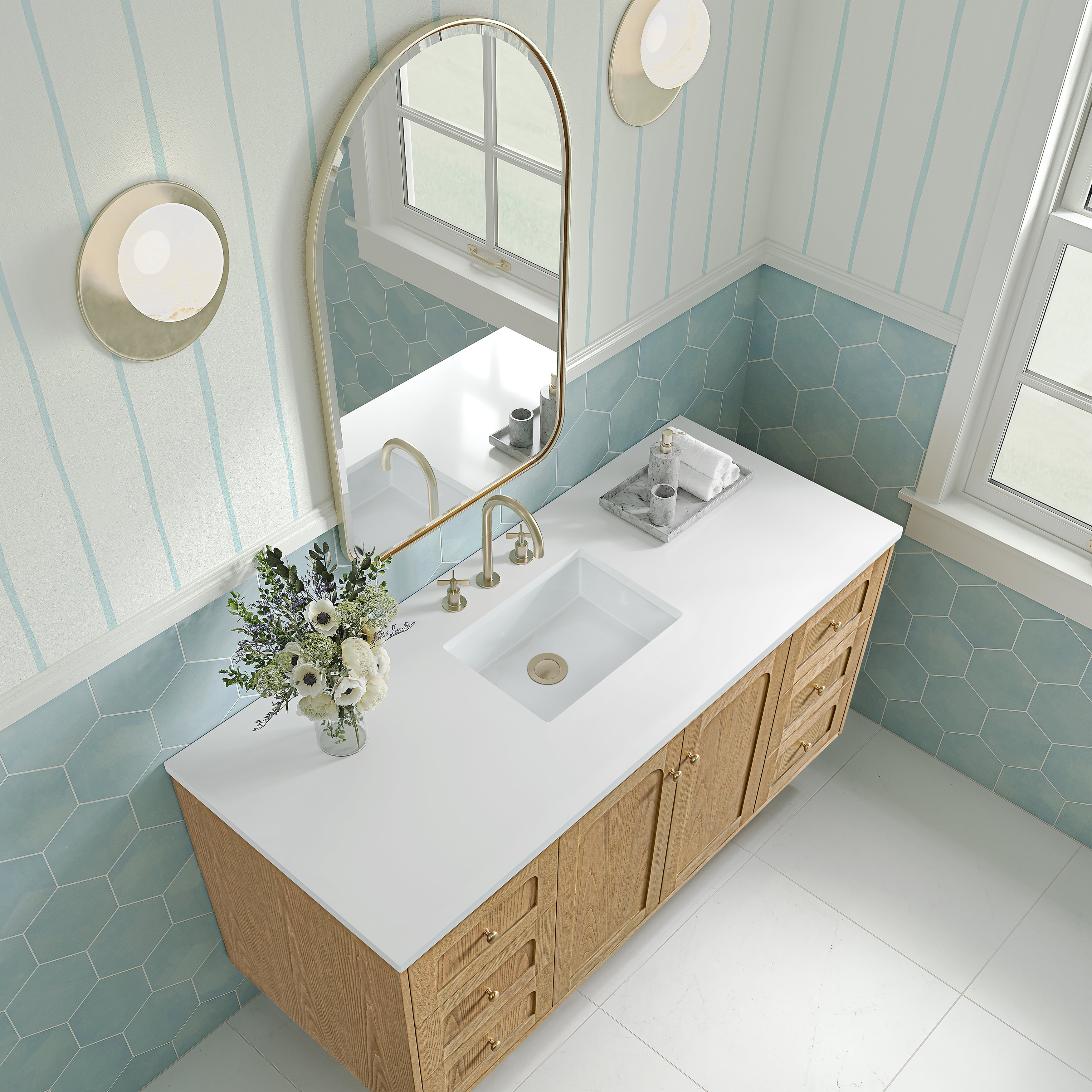 James Martin Laurent 60" Single Vanity in Light Natural Oak with 3cm Countertop