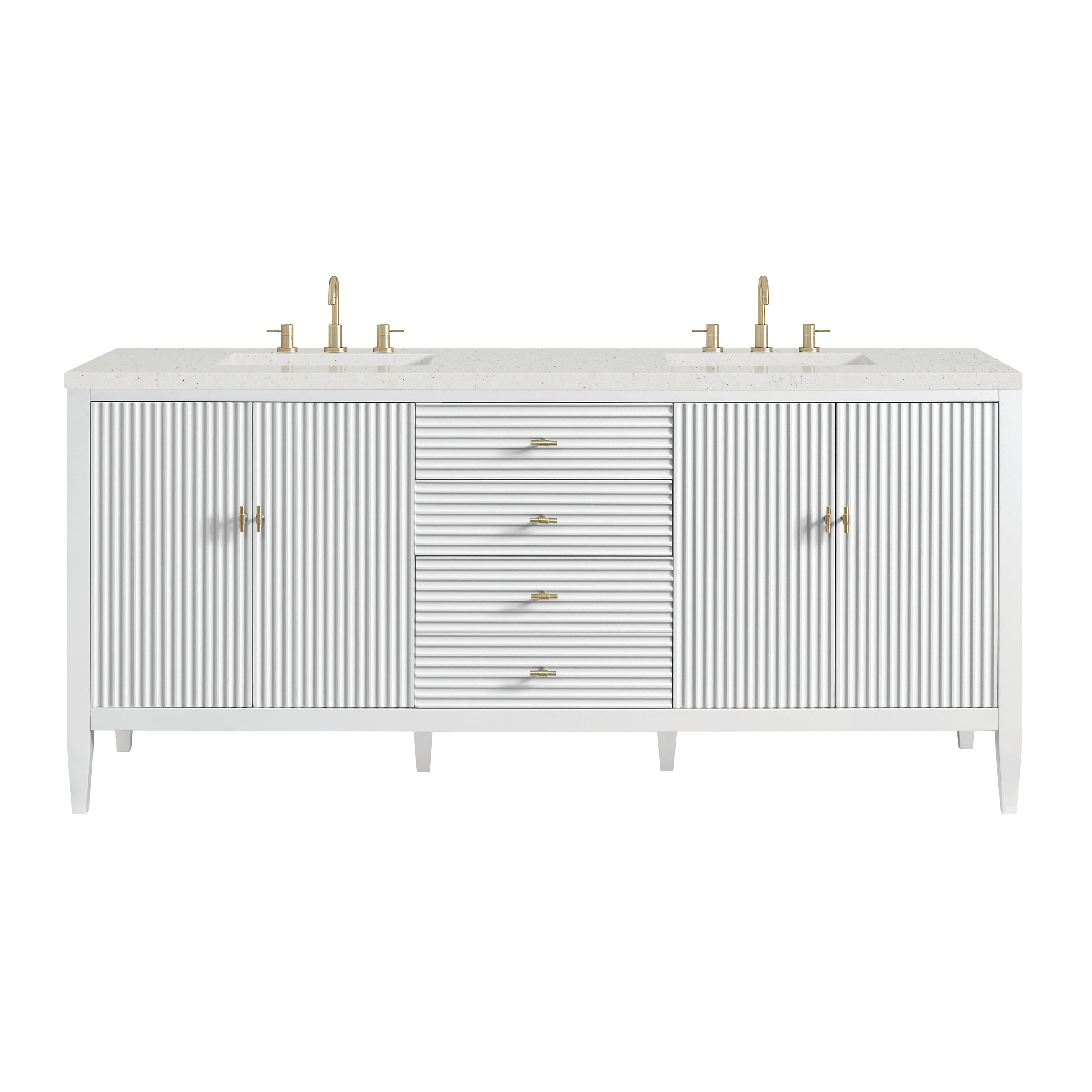James Martin Myrrin 72" Double Vanity in Bright White with 3cm Countertop