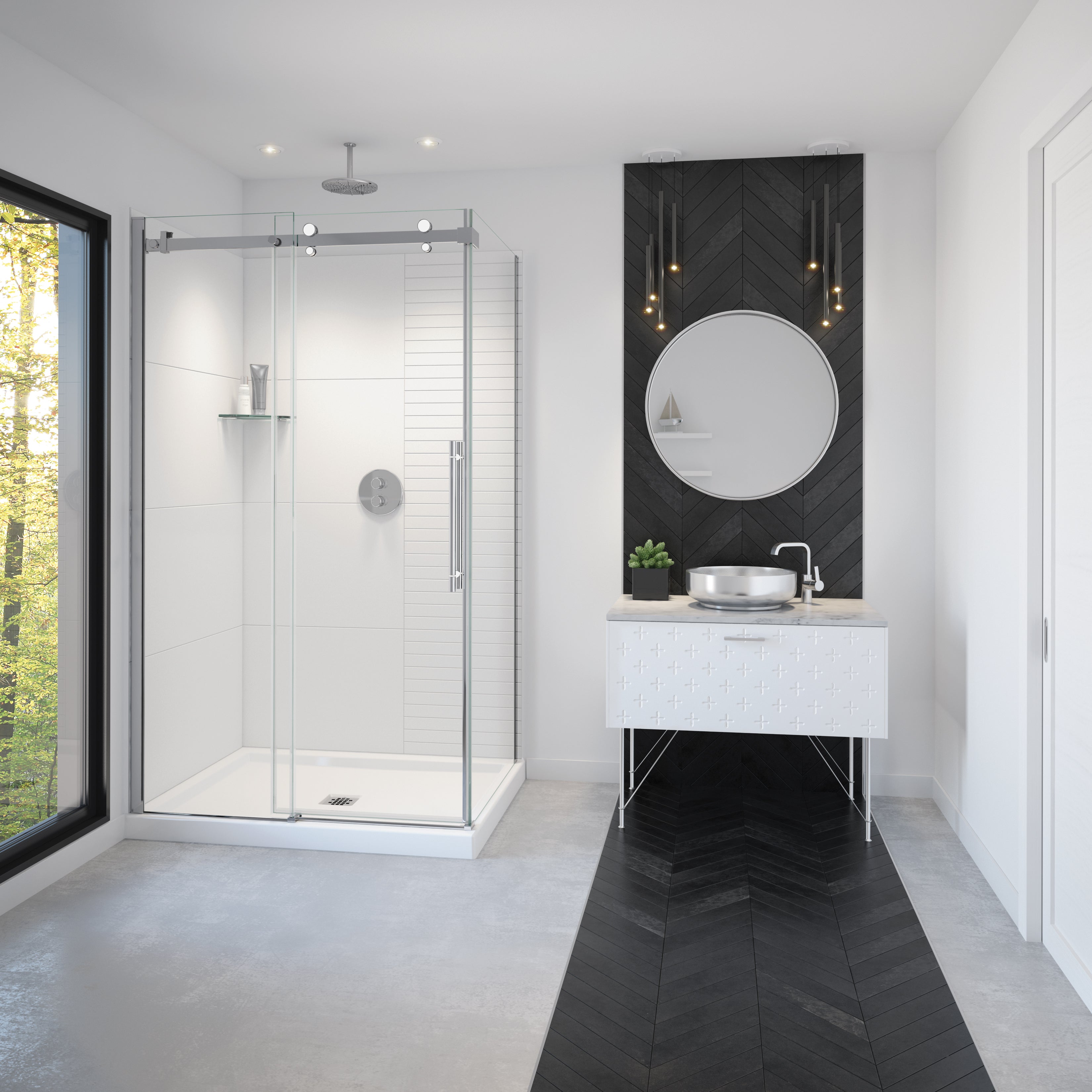 Maax Vela 44 ½-47 x 78 ¾ in. 8mm Sliding Shower Door for Alcove Installation with Clear glass