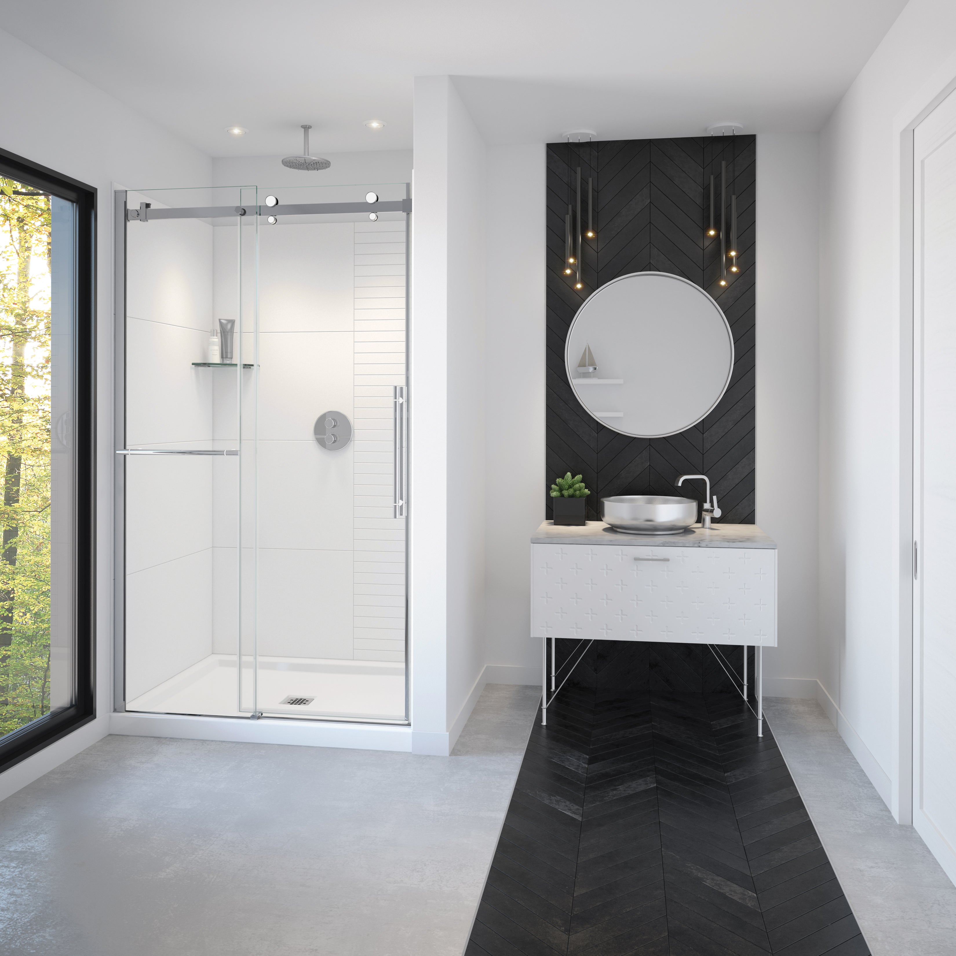 Maax Vela 44 ½-47 x 78 ¾ in. 8mm Sliding Shower Door with Towel Bar