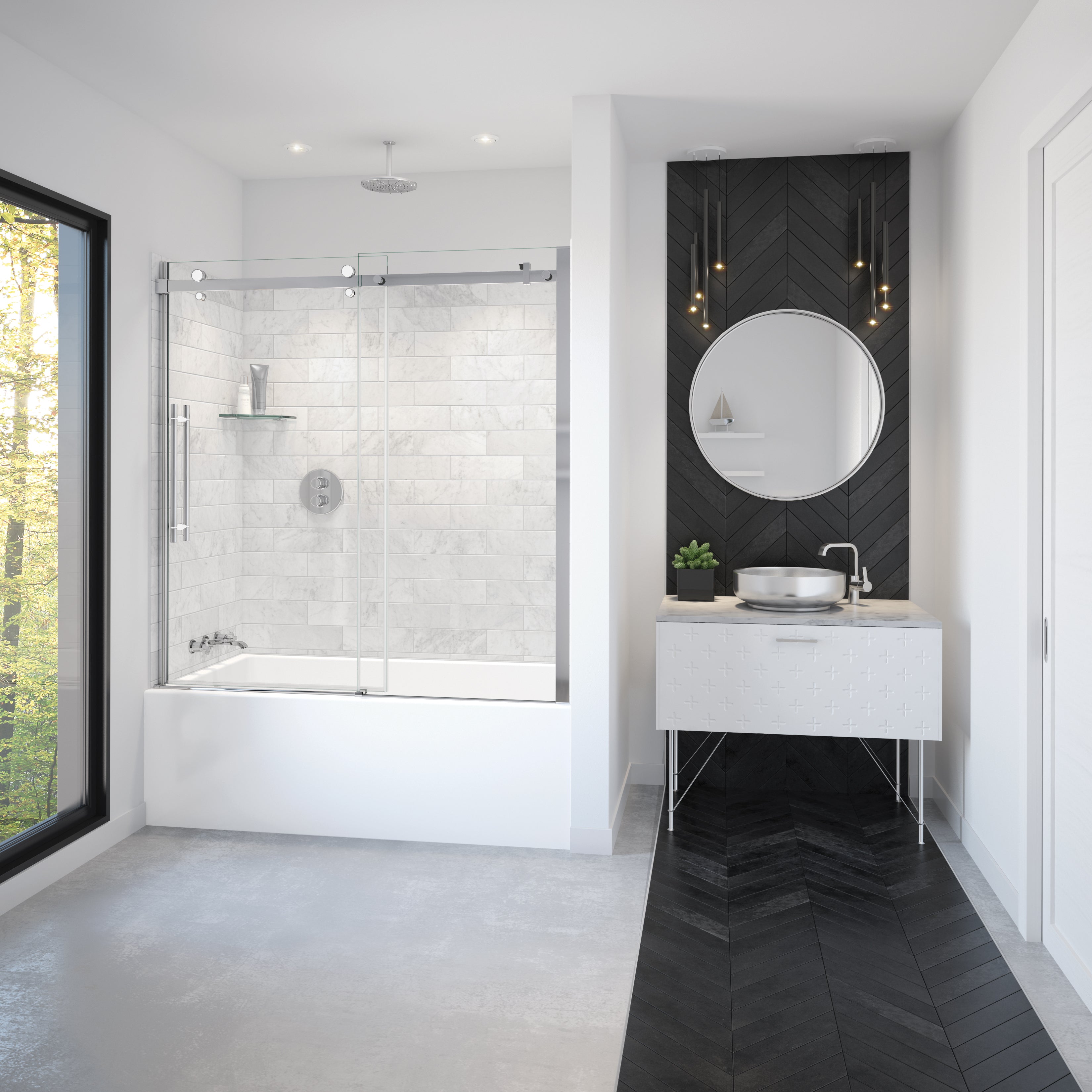 Maax Vela 56 ½-59 x 59 in. 8 mm Sliding Tub Door for Alcove Installation with Clear glass