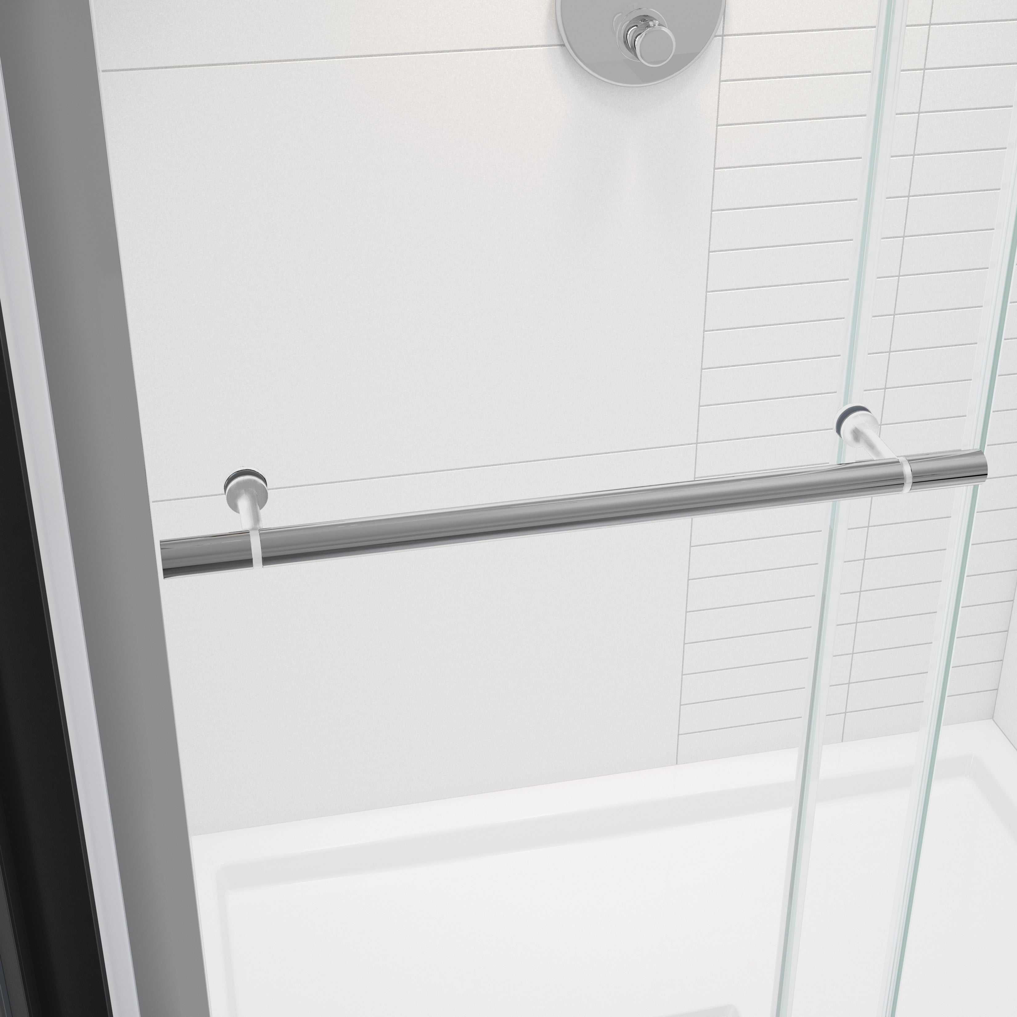 Maax Vela 56 ½-59 x 78 ¾ in. 8mm Sliding Shower Door with Towel Bar for Alcove Installation with Clear glass