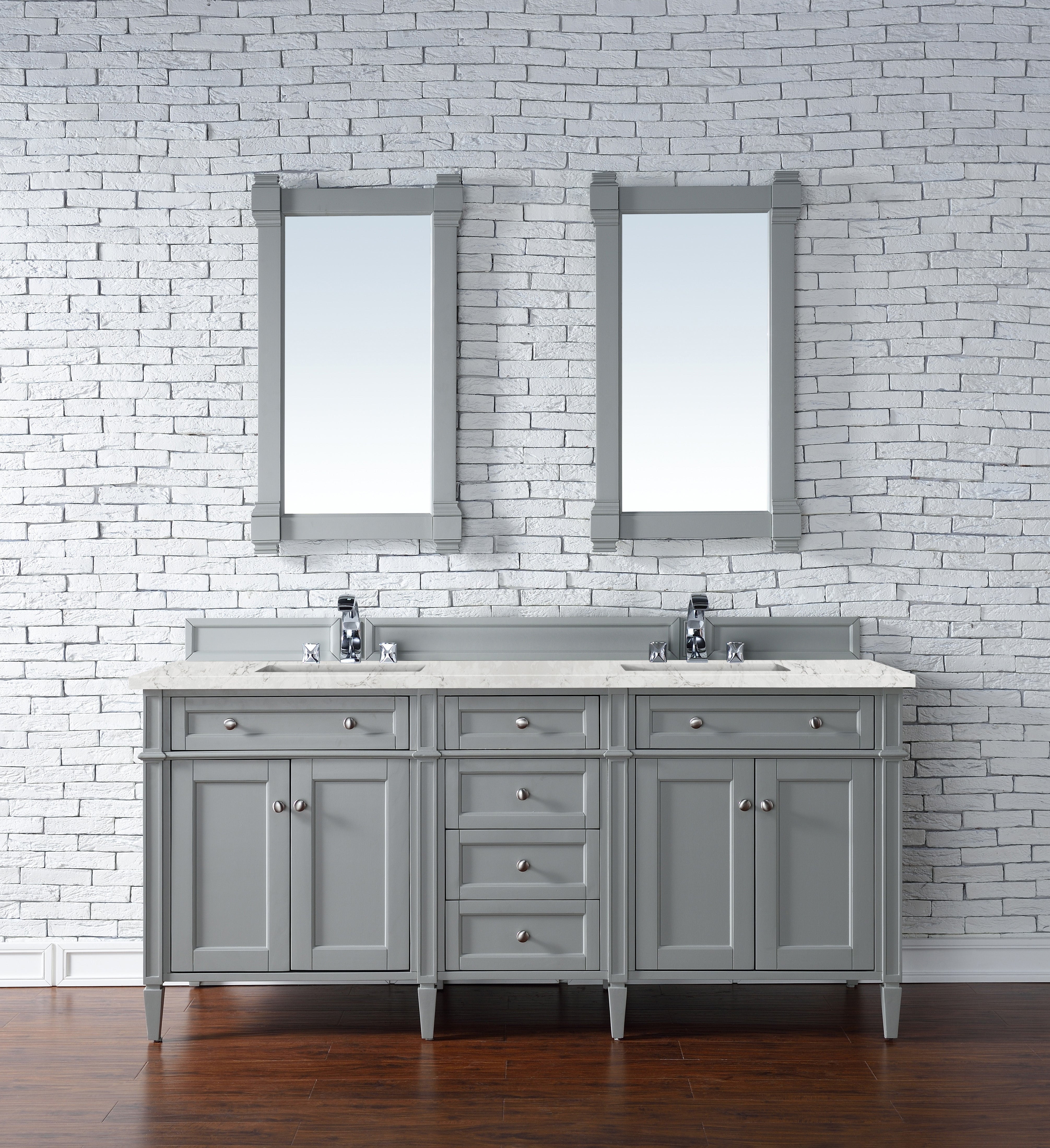 James Martin Brittany 72" Double Vanity in Urban Gray with 3cm Countertop and FreePower Wireless Charger