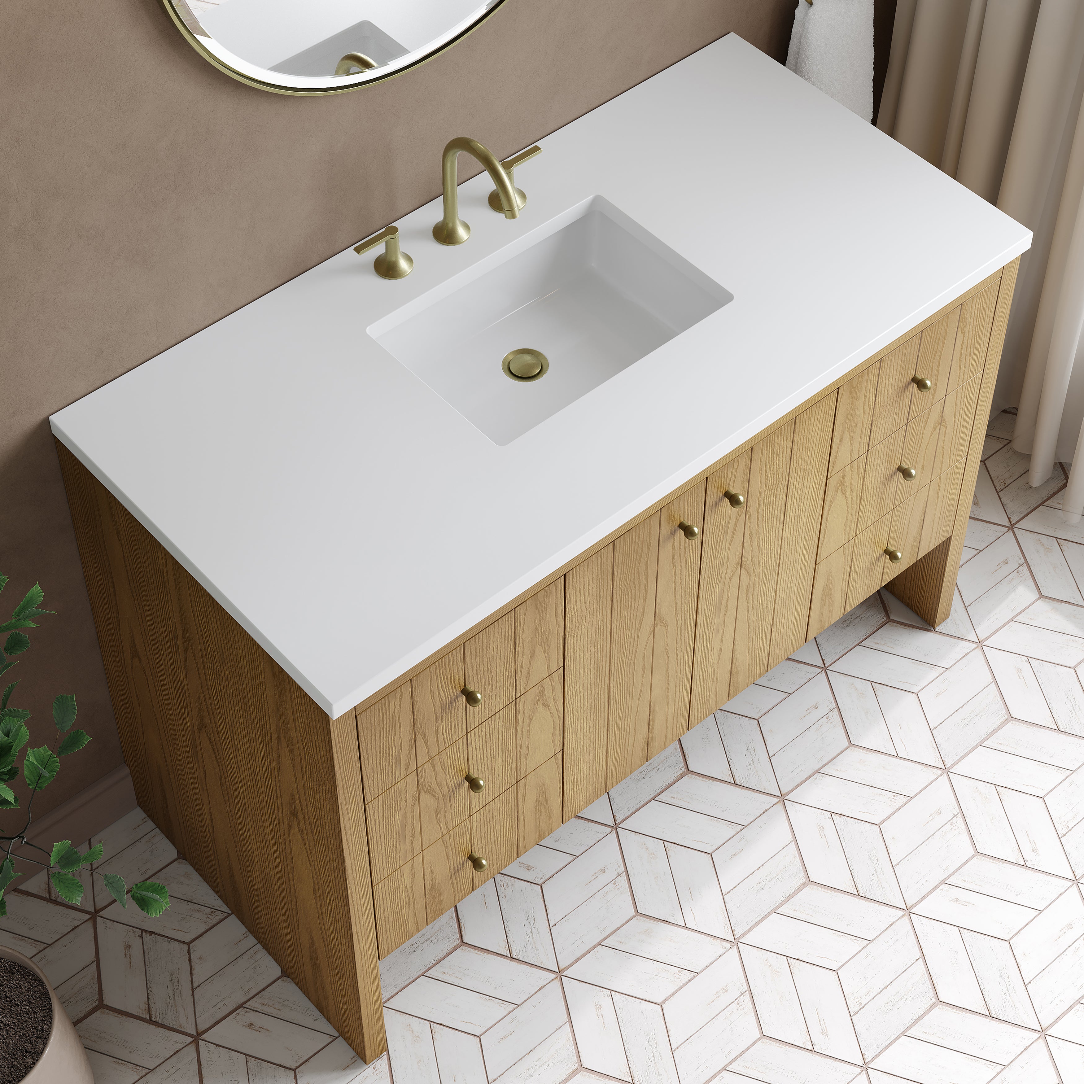 James Martin Hudson 48" Single Vanity in Light Natural Oak with 3cm Countertop