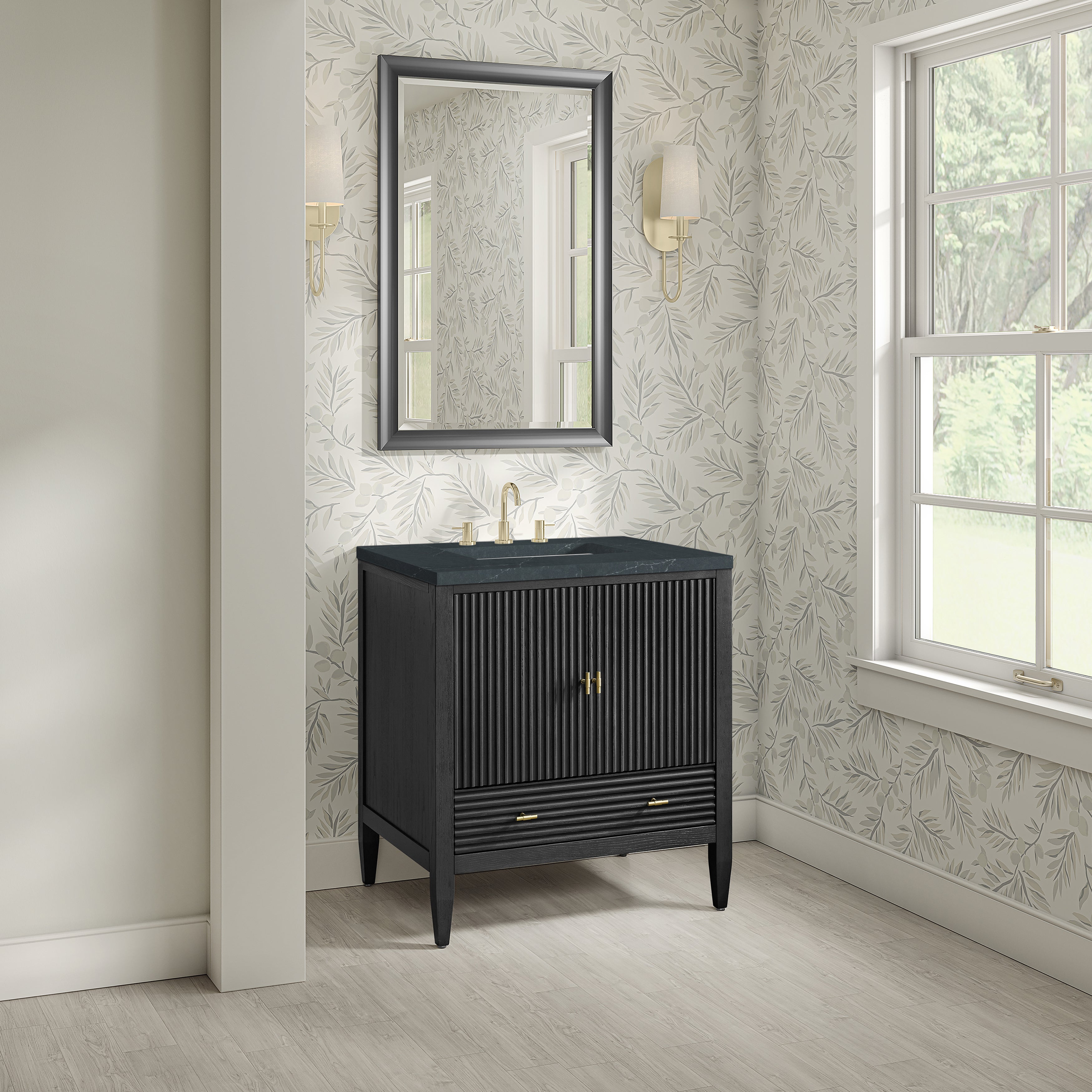 James Martin Myrrin 30" Single Vanity in Carbon Oak with 3cm Countertop