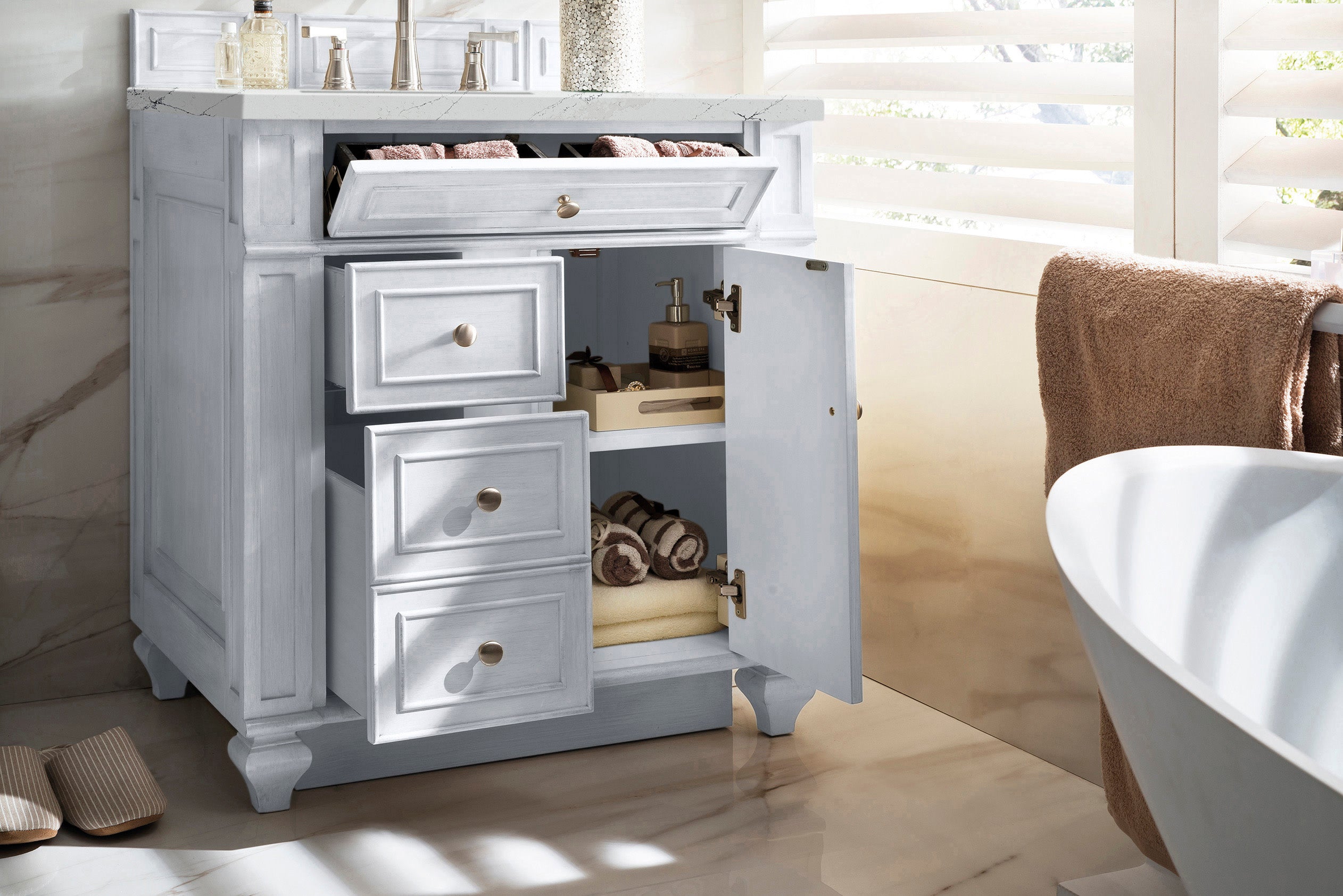 James Martin Bristol 30" Single Vanity in Bright White with 3cm Countertop