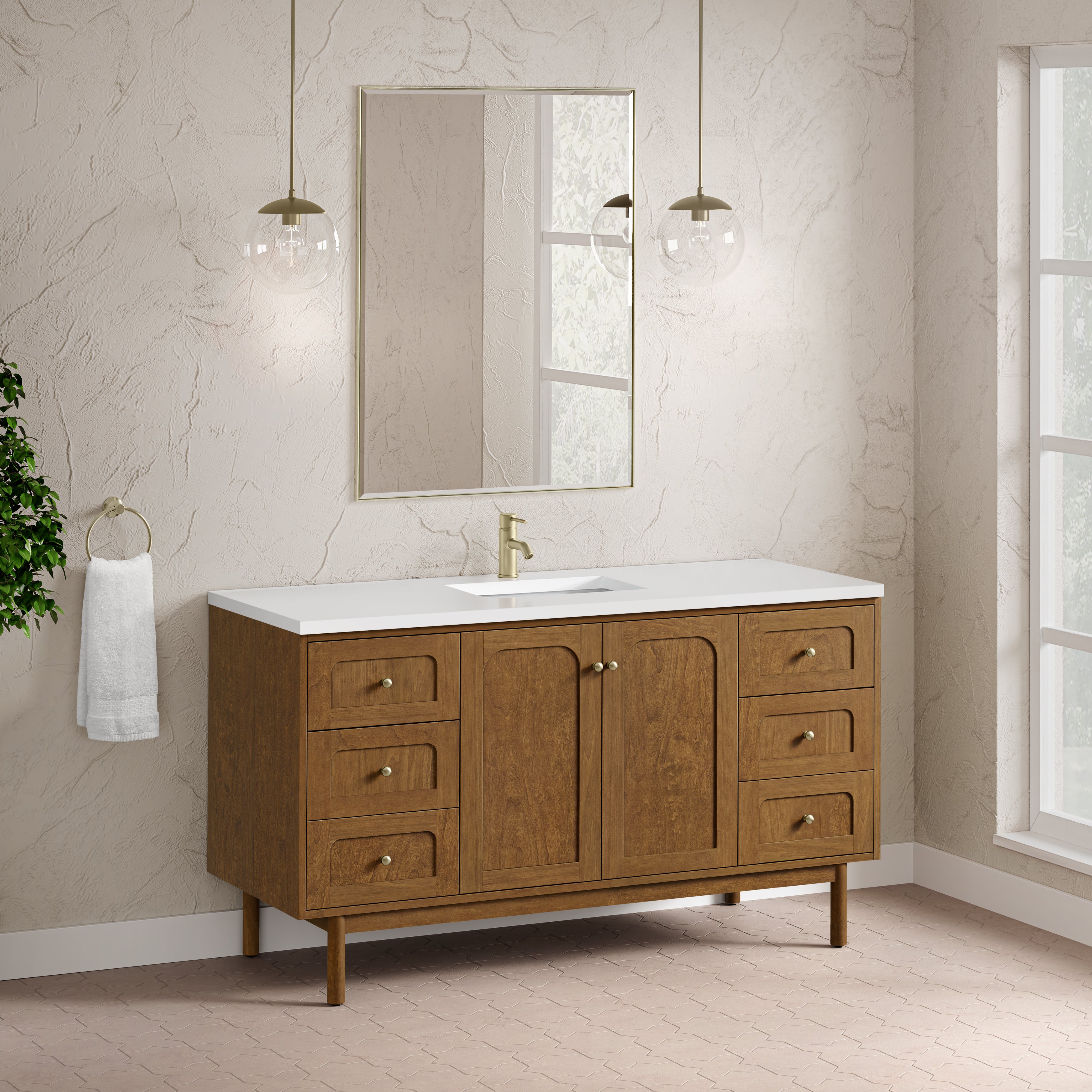 James Martin Laurent 60" Single Vanity in Honey Oak with 3cm Countertop