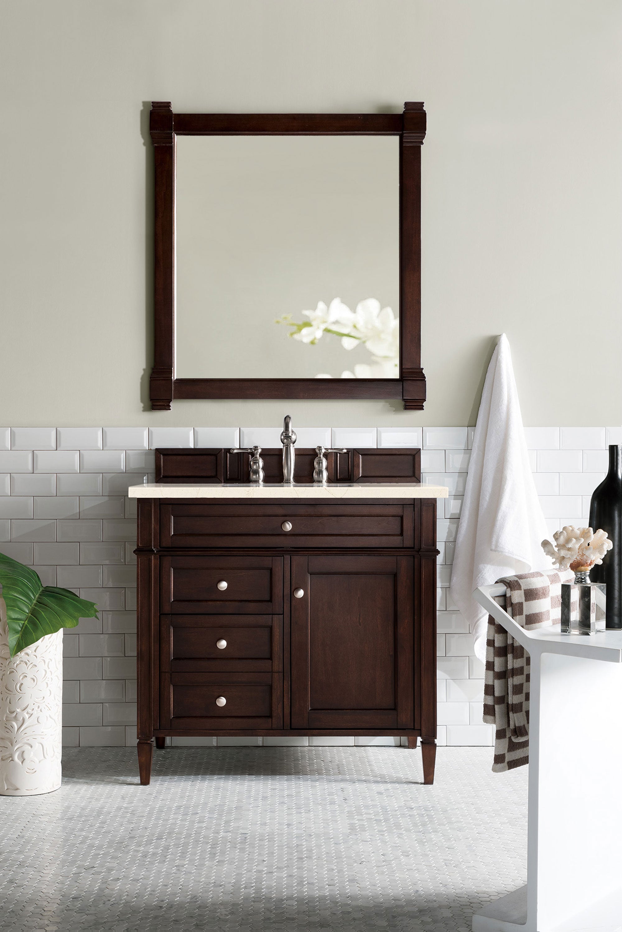 James Martin Brittany 36" Single Vanity in Burnished Mahogany with 3cm Countertop
