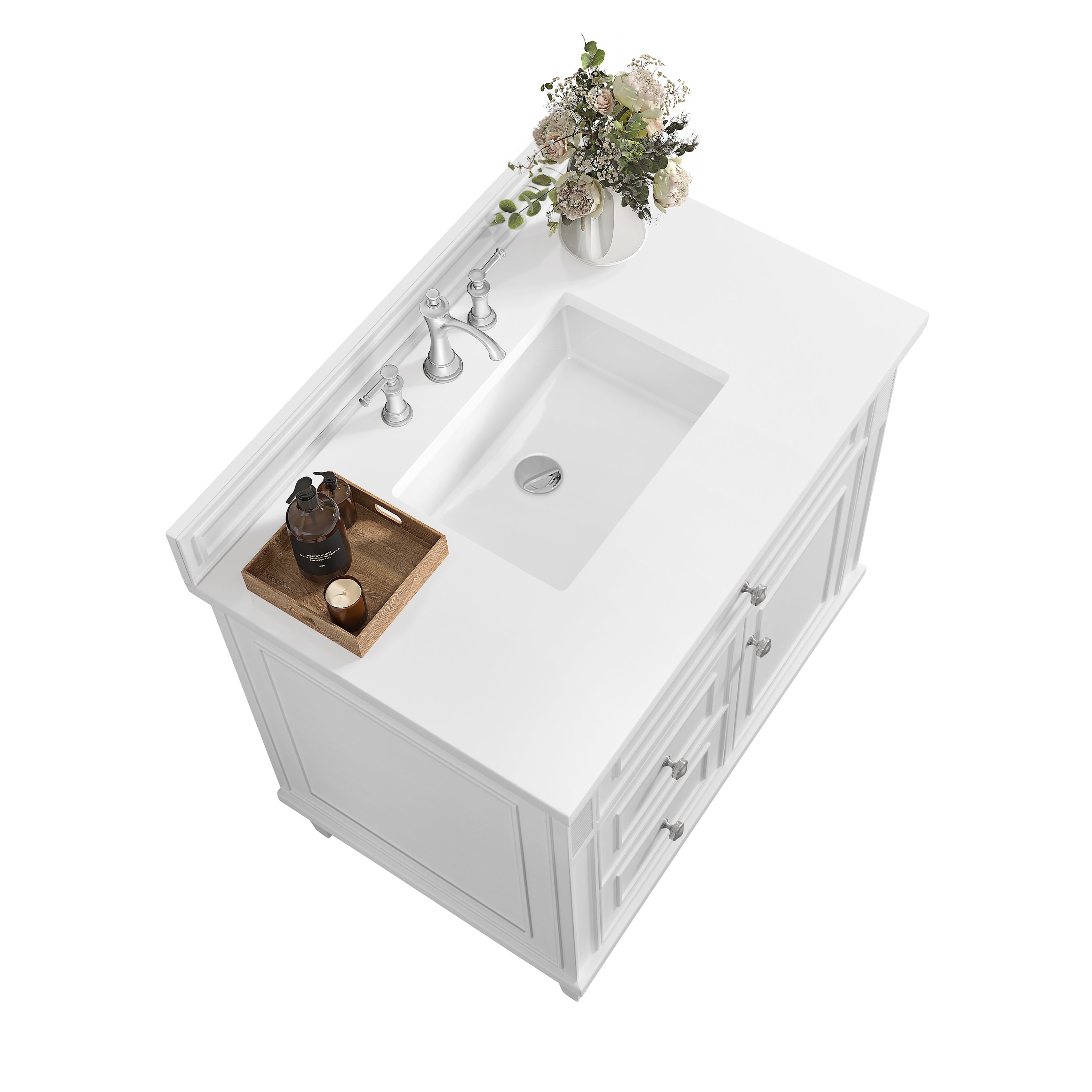 James Martin Lorelai 36" Single Vanity in Bright White with 3cm Countertop