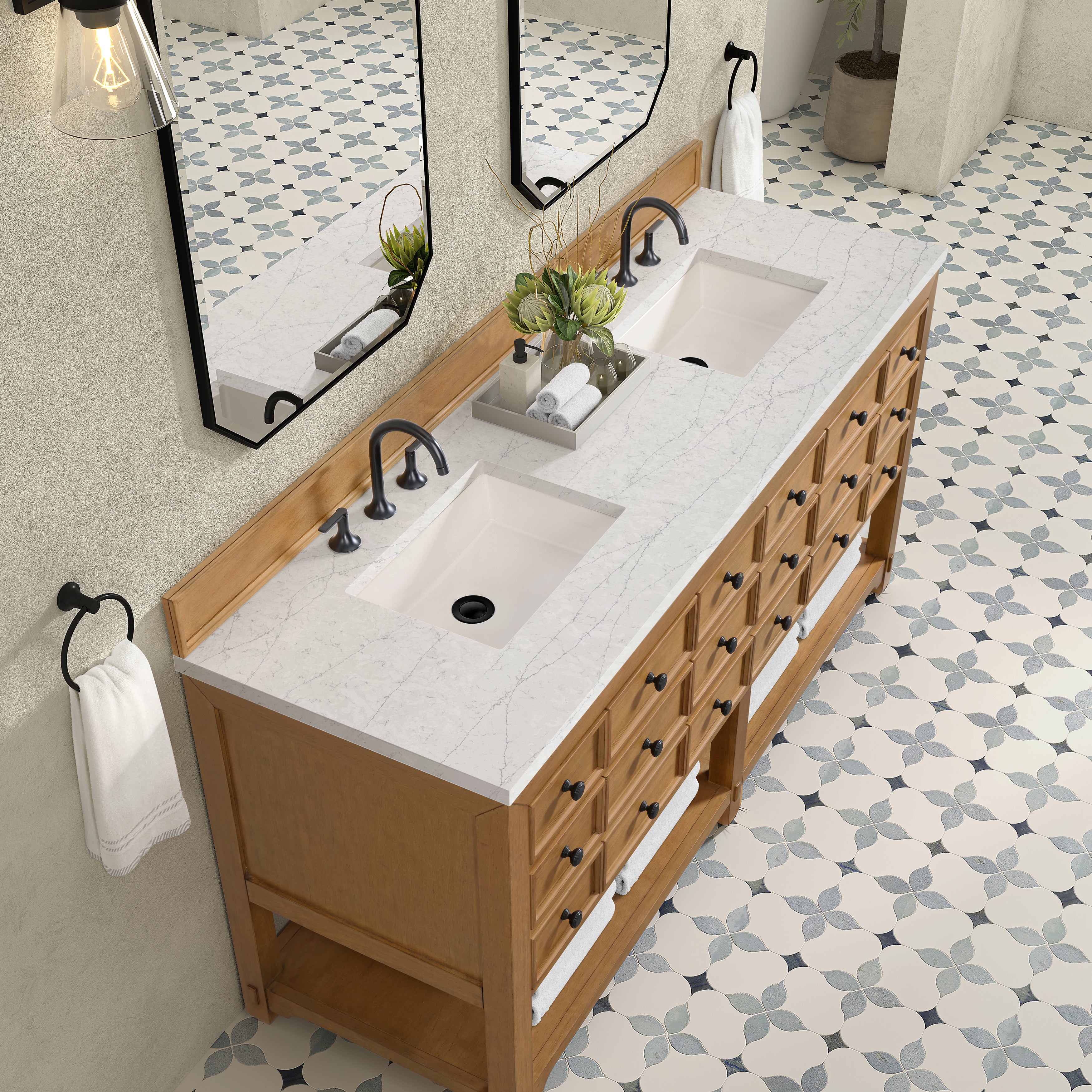 James Martin Malibu 72" Double Vanity in Amber Birch with 3cm Countertop
