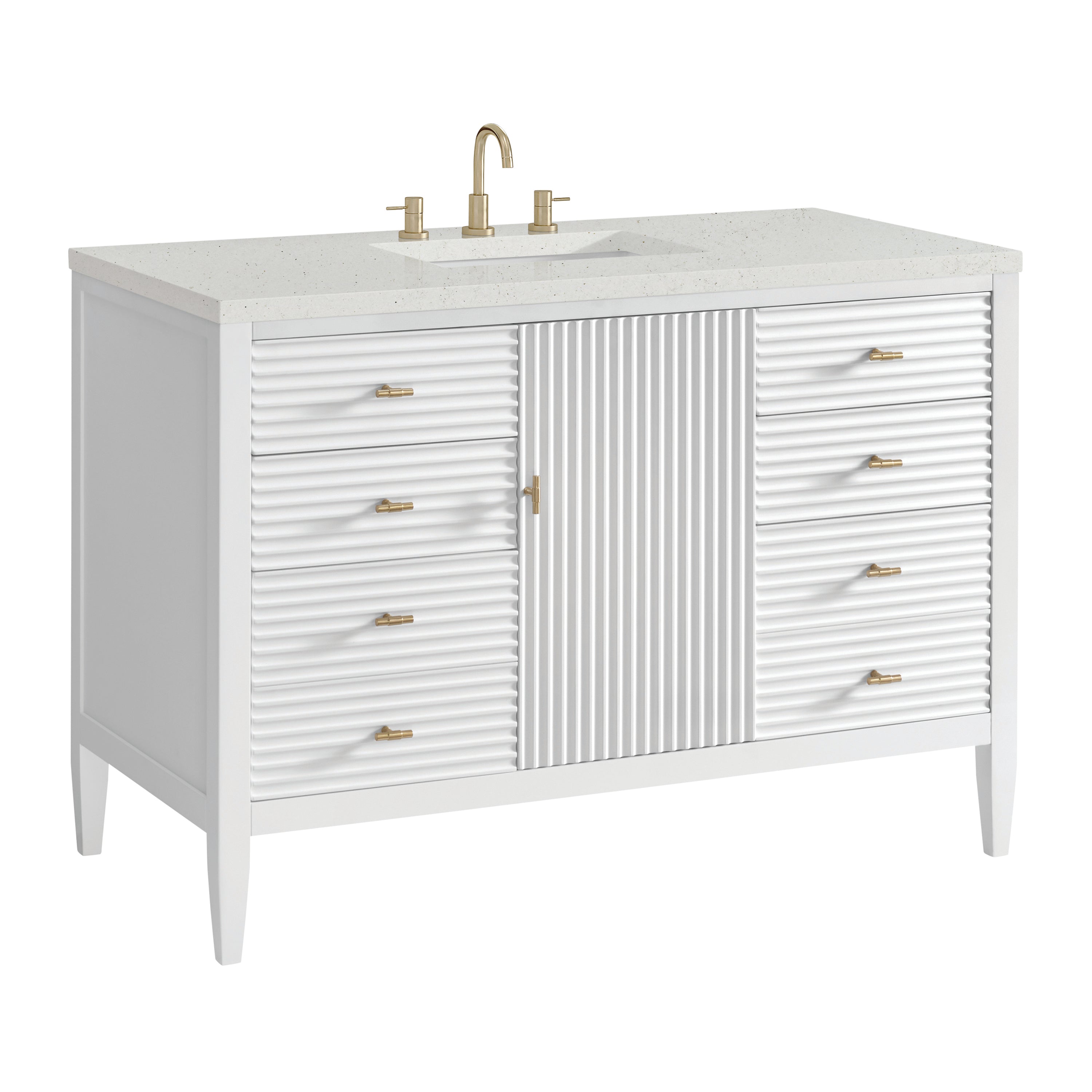James Martin Myrrin 48" Single Vanity in Bright White with 3cm Countertop