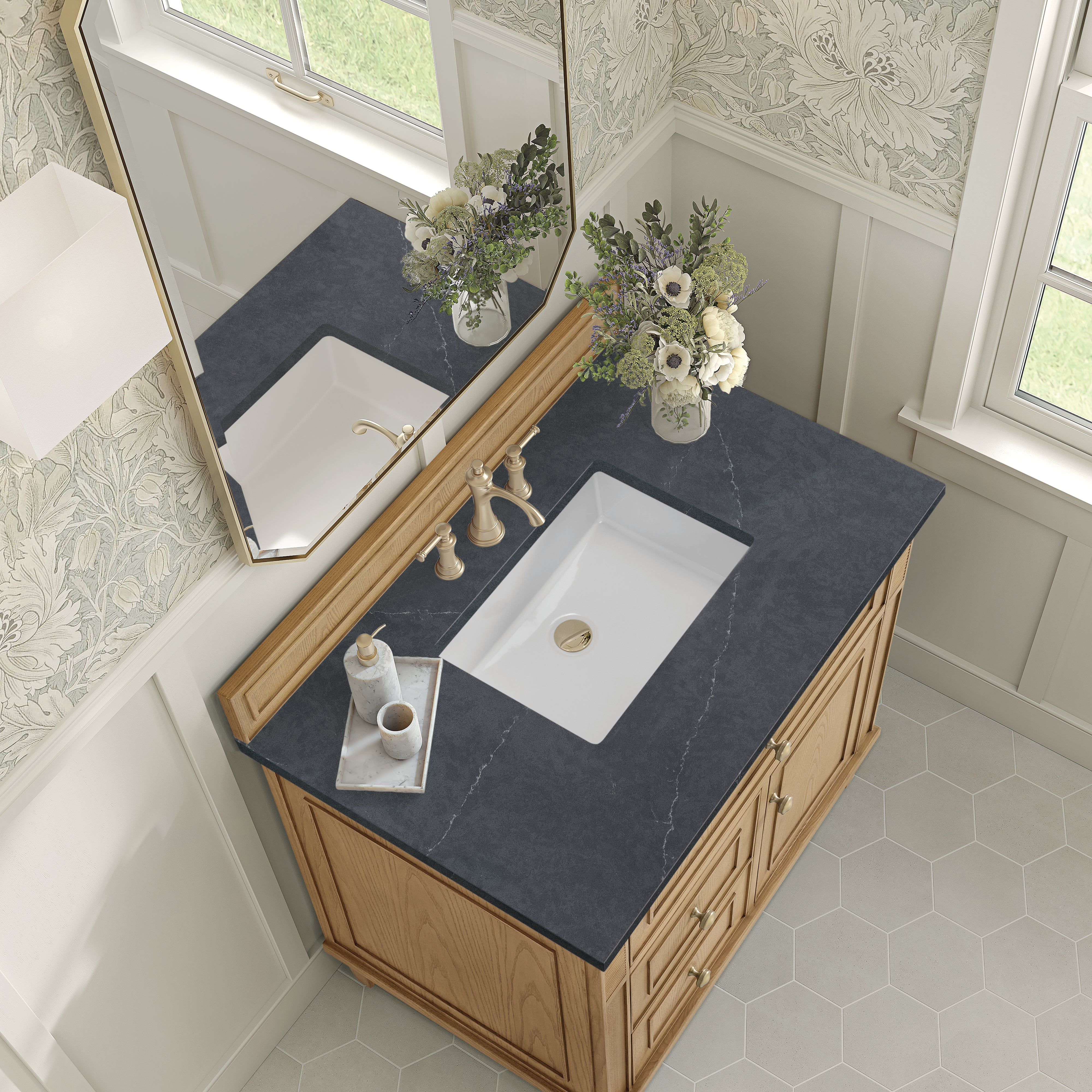 James Martin Lorelai 36" Single Vanity in Light Natural Oak with 3cm Countertop