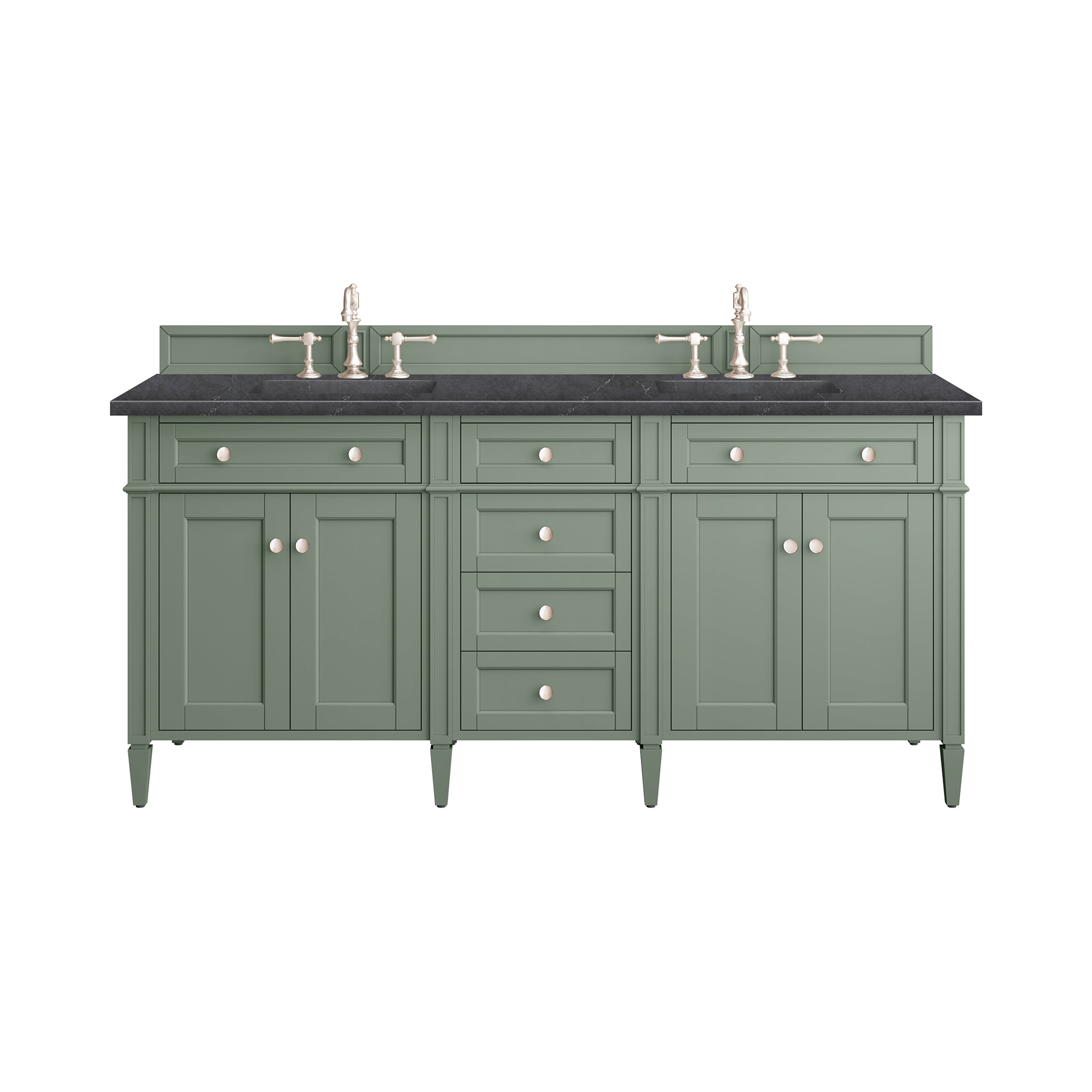 James Martin Brittany 72" Double Vanity in Smokey Celadon with 3cm Countertop