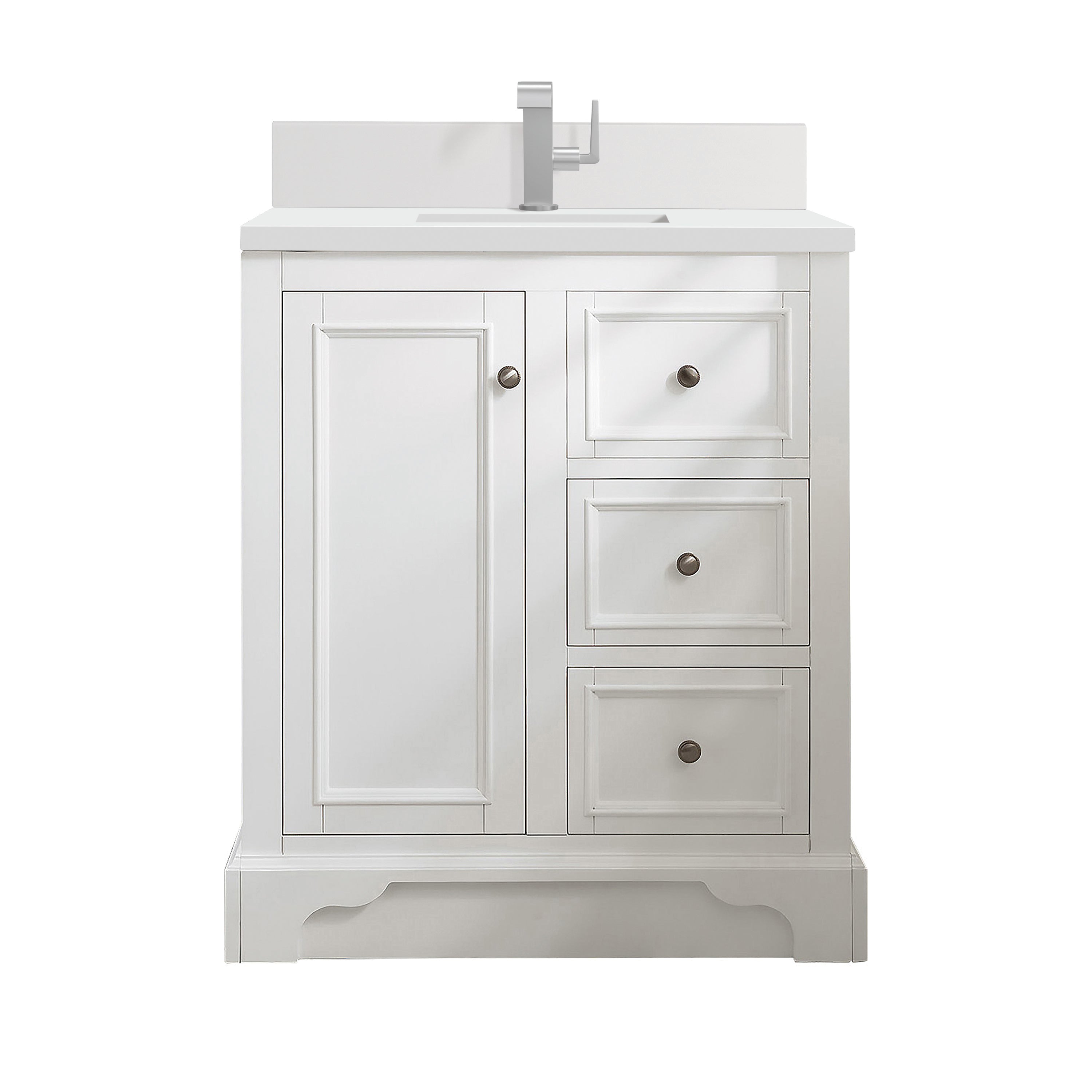 James Martin De Soto 30" Single Vanity in Bright White with 3cm Countertop