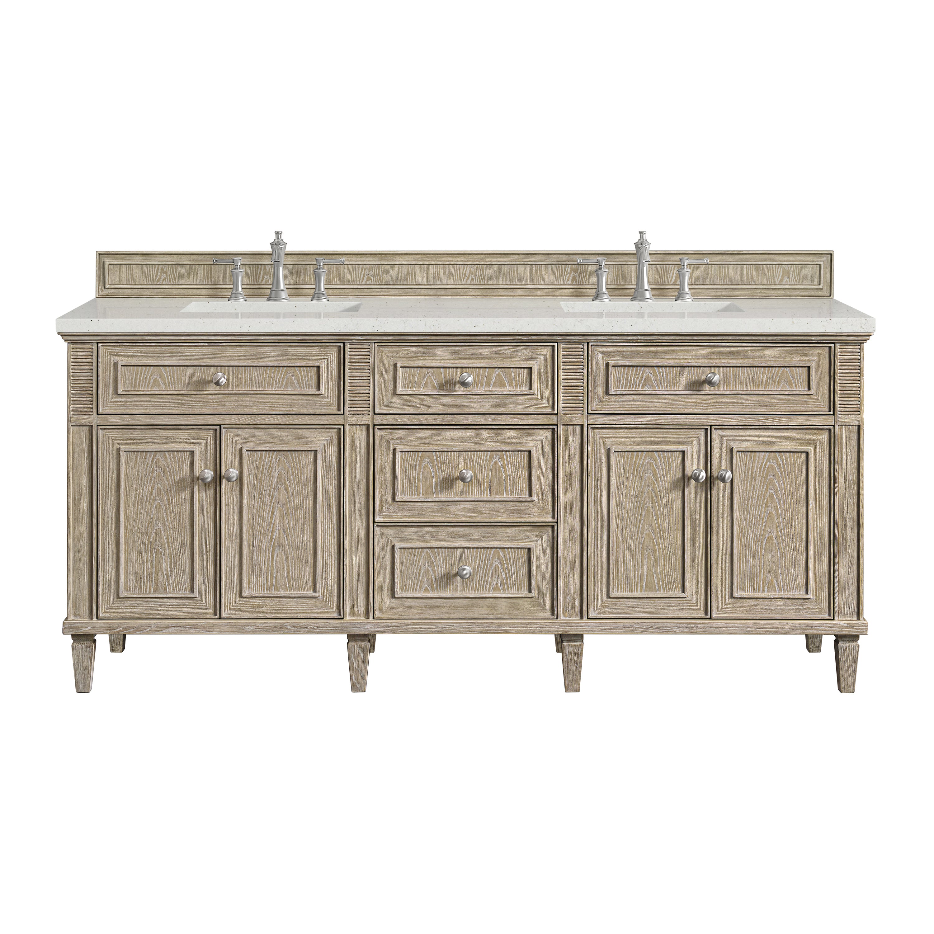 James Martin Lorelai 72" Double Vanity in Whitewashed Oak with 3cm Countertop