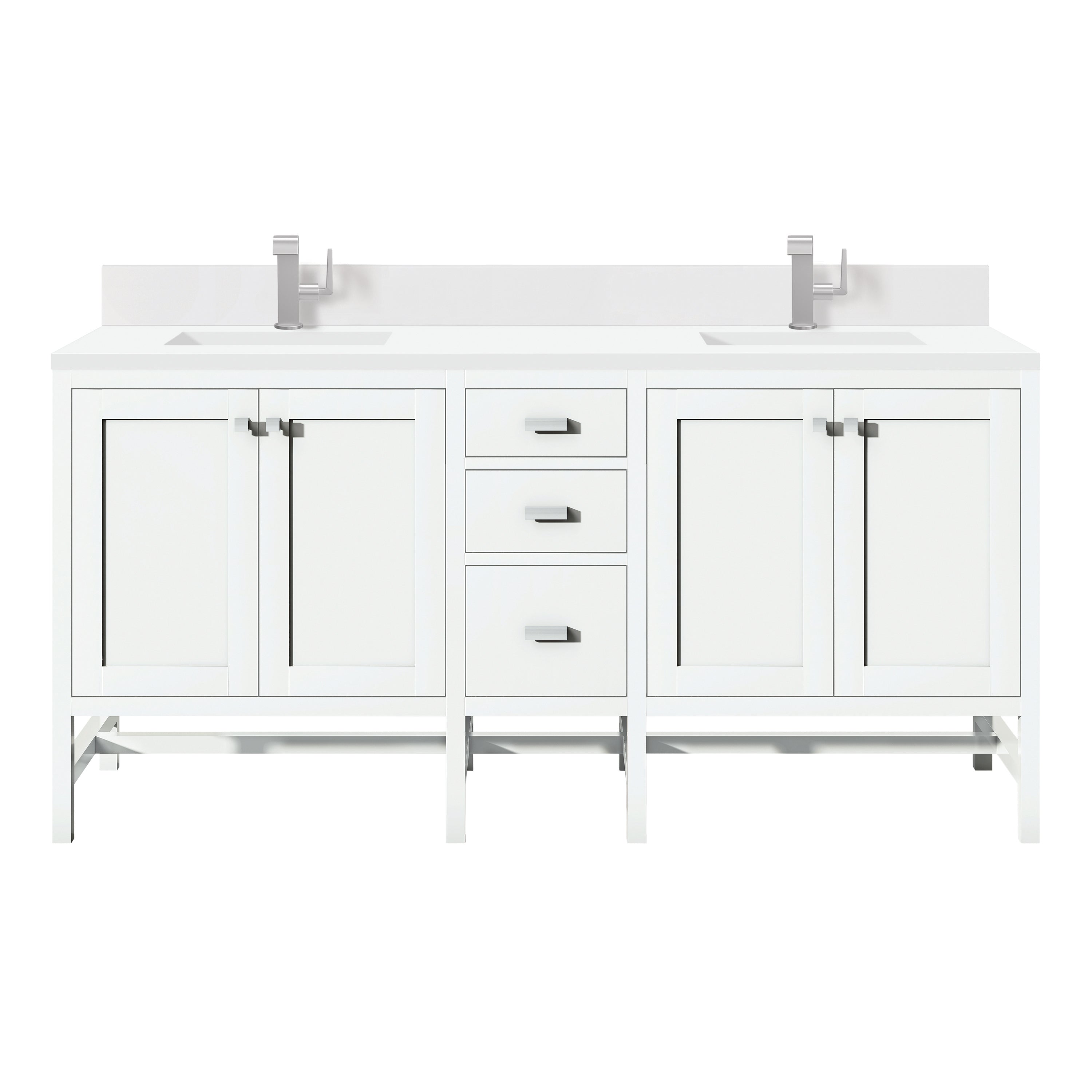 James Martin Addison 72" Double Vanity in Glossy White with 3cm Countertop