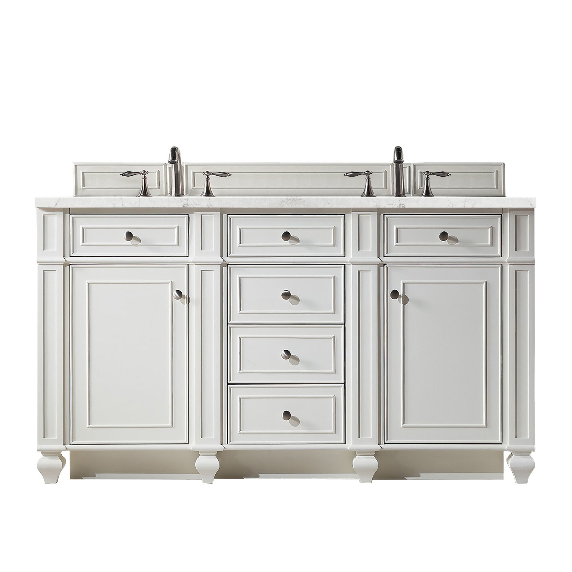 James Martin Bristol 60" Double Vanity in Bright White with 3cm Countertop and FreePower Wireless Charger