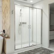DreamLine Visions 32 inch D x 60 inch W x 78 3/4 inch H Semi-Frameless Sliding Shower Door in Brushed Nickel, Right Drain Shower Base, and Wall Kit