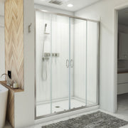 DreamLine Visions 34 inch D x 60 inch W x 78 3/4 inch H Semi-Frameless Sliding Shower Door, Shower Base, and Wall Kit