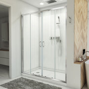 DreamLine Visions 36 inch D x 60 inch W x 78 3/4 inch H Semi-Frameless Sliding Shower Door, Shower Base, and Wall Kit