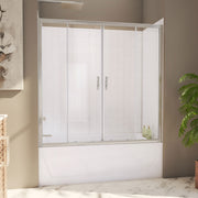 DreamLine Visions 56 - 60 inch W x 60 inch H Semi-Frameless Sliding Tub Door with Wall Kit