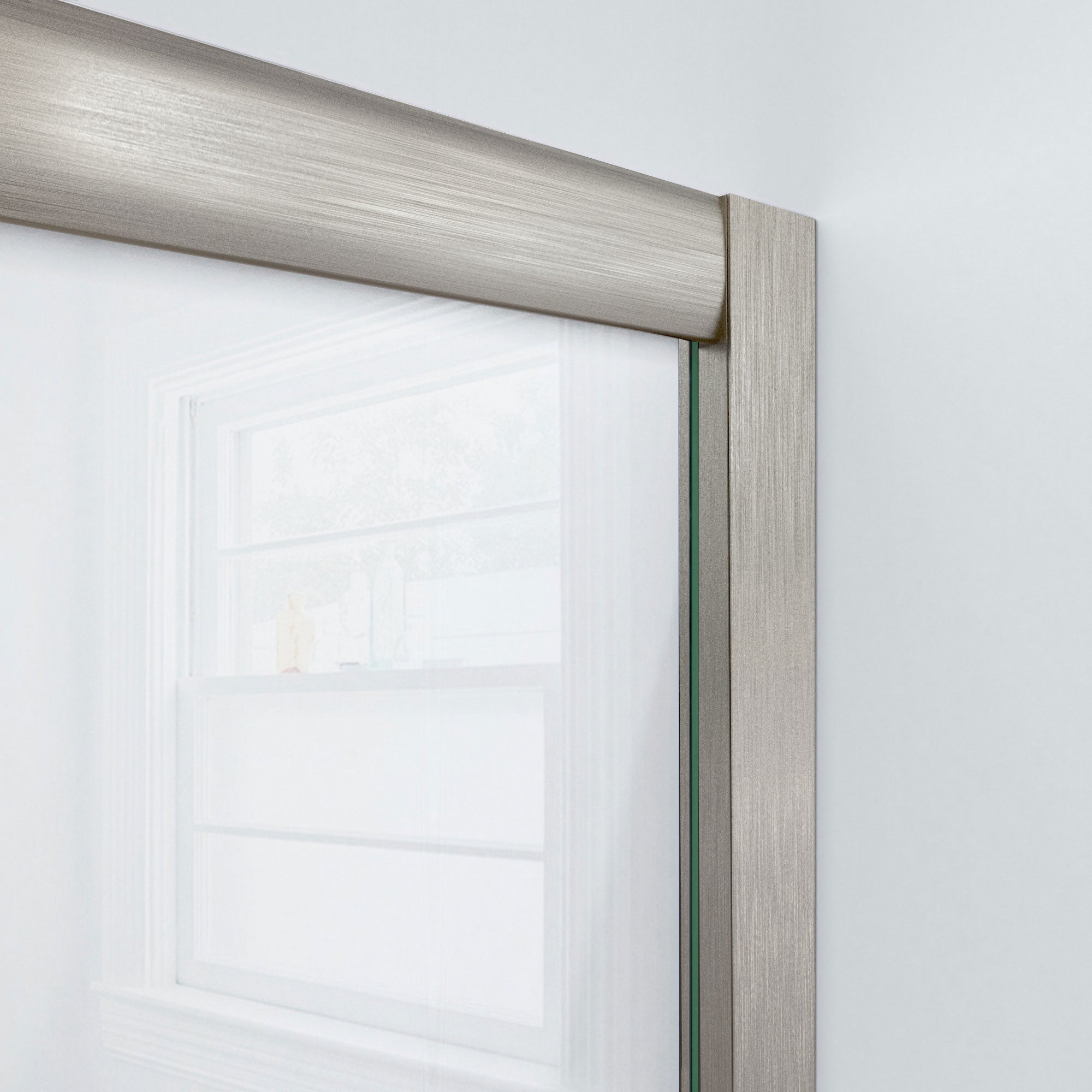 DreamLine Visions 32 inch D x 60 inch W x 78 3/4 inch H Semi-Frameless Sliding Shower Door in Brushed Nickel, Right Drain Shower Base, and Wall Kit