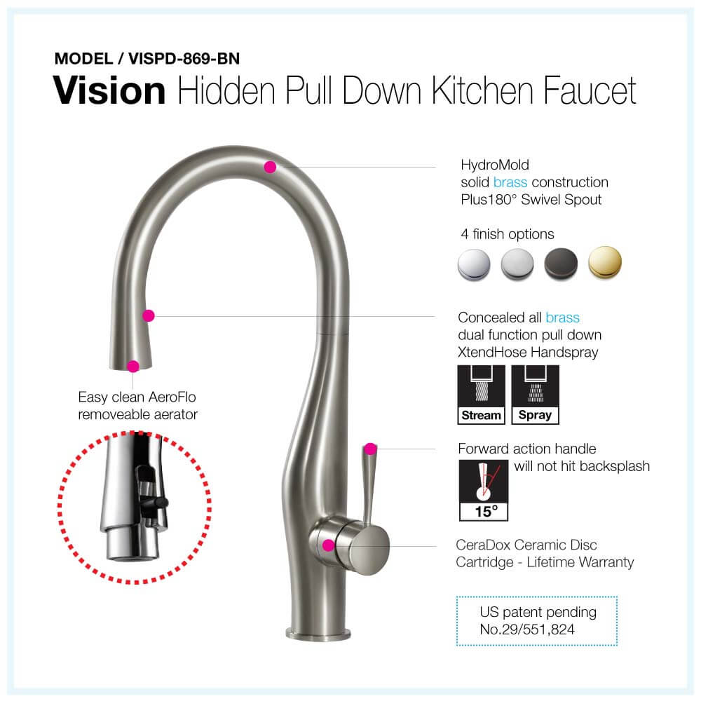 Vision Hidden Pull Down Kitchen Faucet