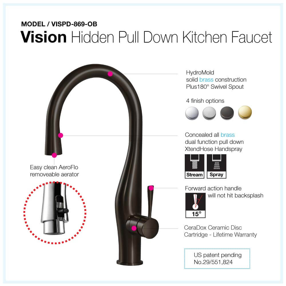 Vision Hidden Pull Down Kitchen Faucet