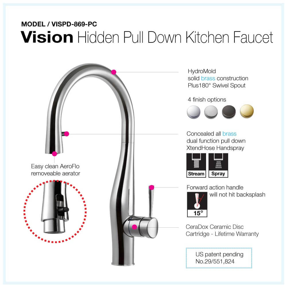 Vision Hidden Pull Down Kitchen Faucet