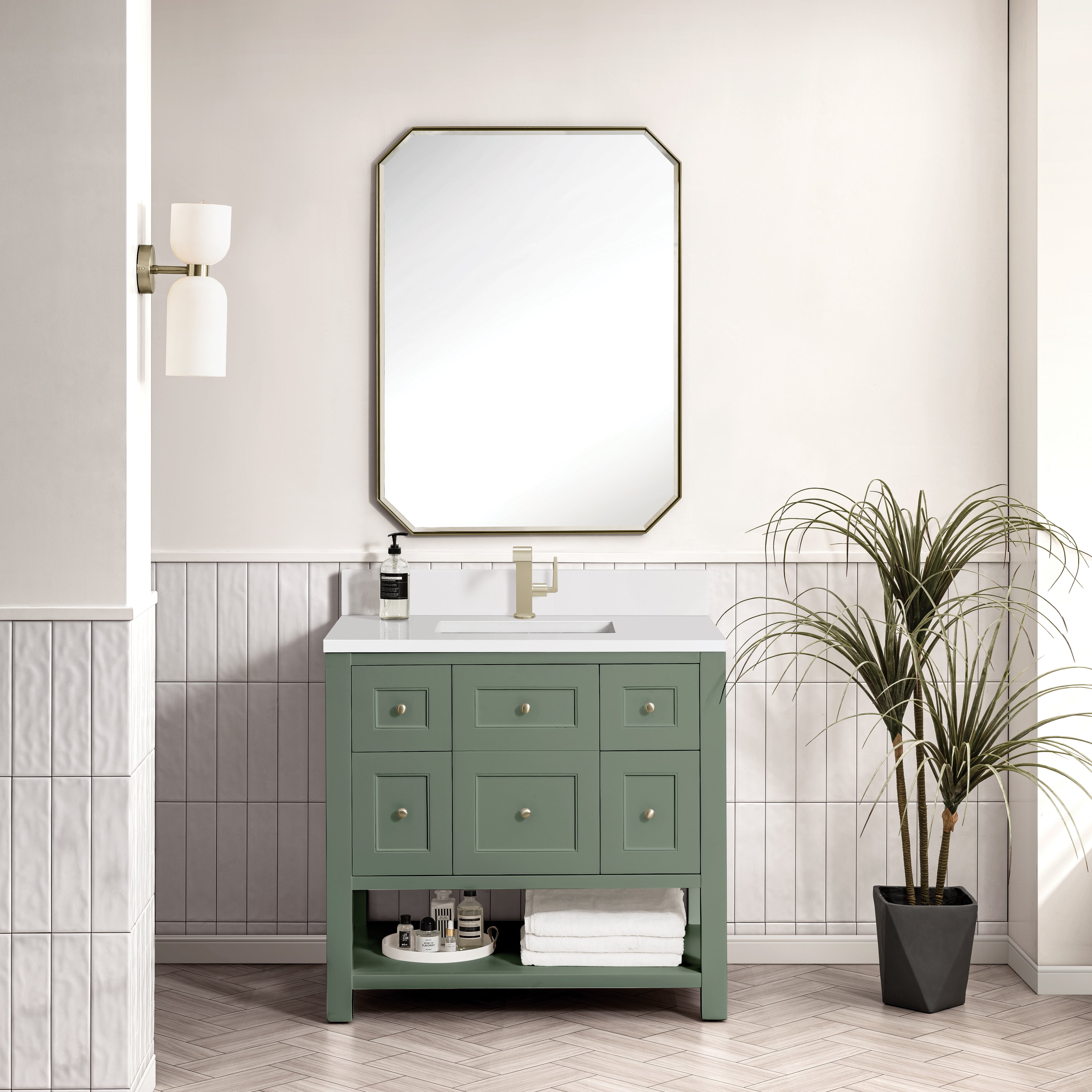 James Martin Breckenridge 36" Single Vanity in Smokey Celadon with 3cm Countertop