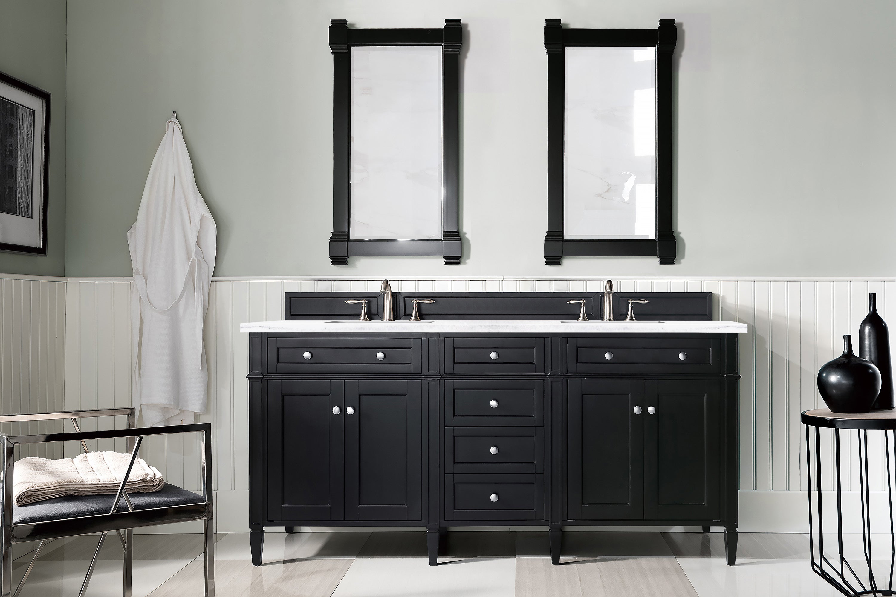 James Martin Brittany 72" Double Vanity in Black Onyx with 3cm Countertop
