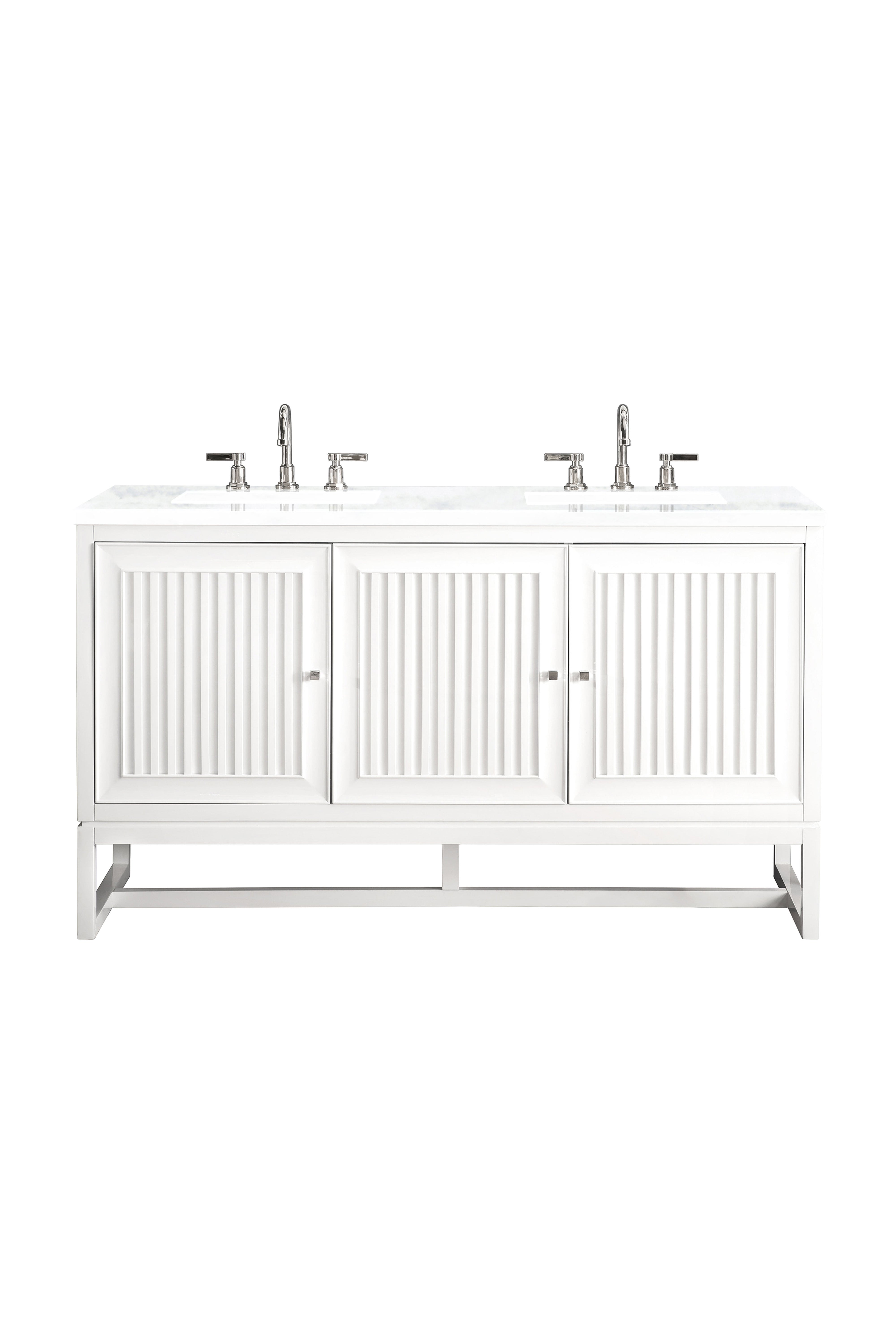James Martin Athens 60" Double Vanity in Glossy White with 3cm Countertop