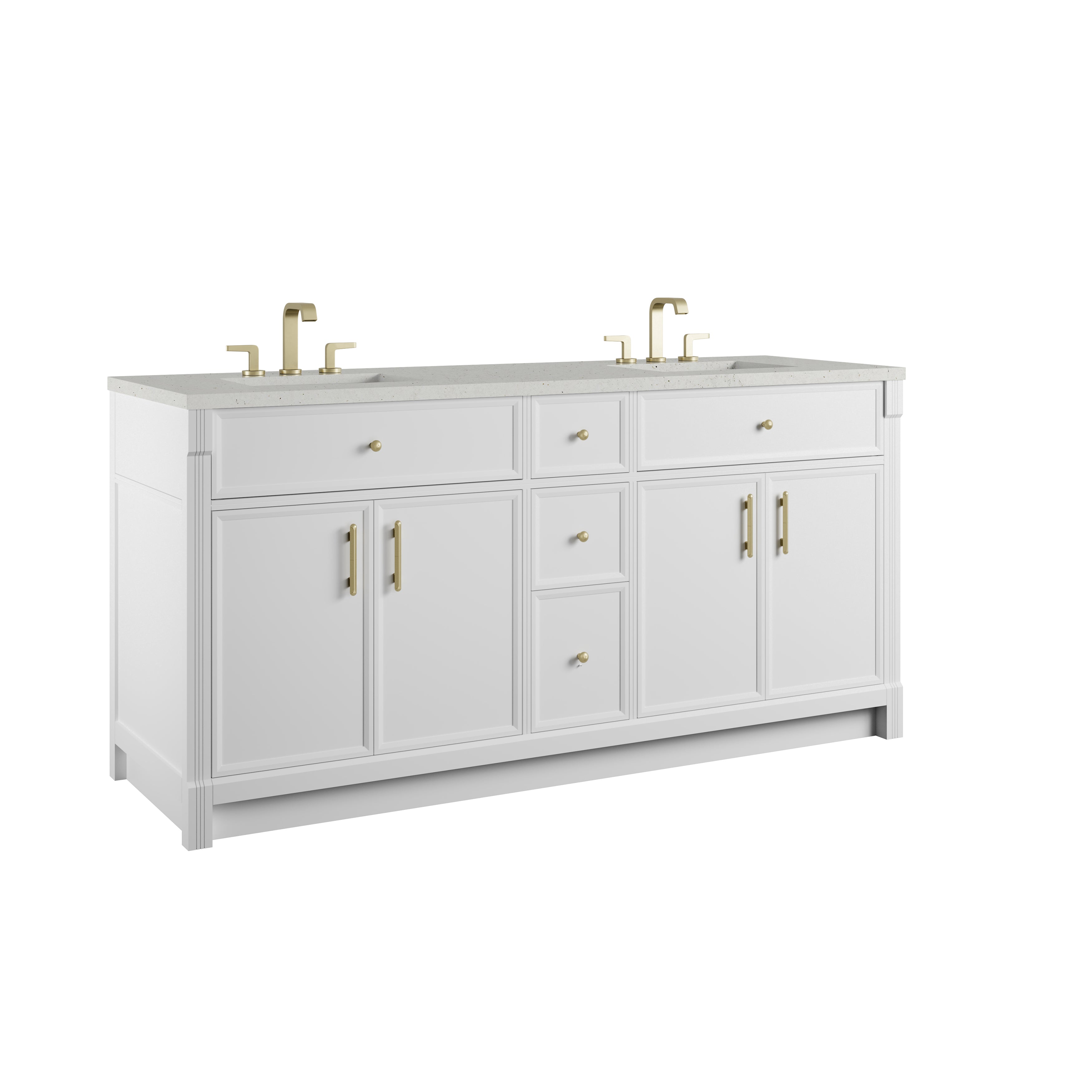 James Martin Bellshire 72" Double Vanity in Bright White with 3cm Countertop