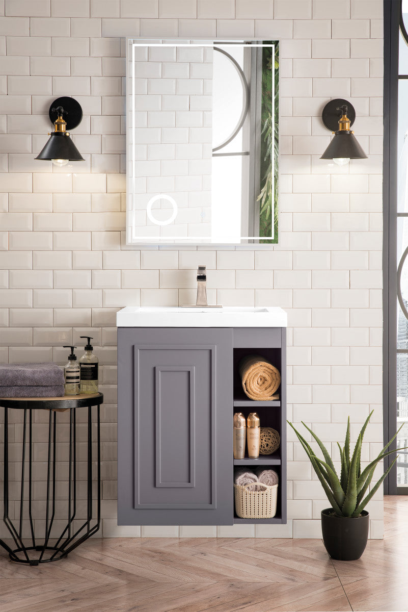Alicante 24" Single Vanity with White Glossy Composite Stone Top