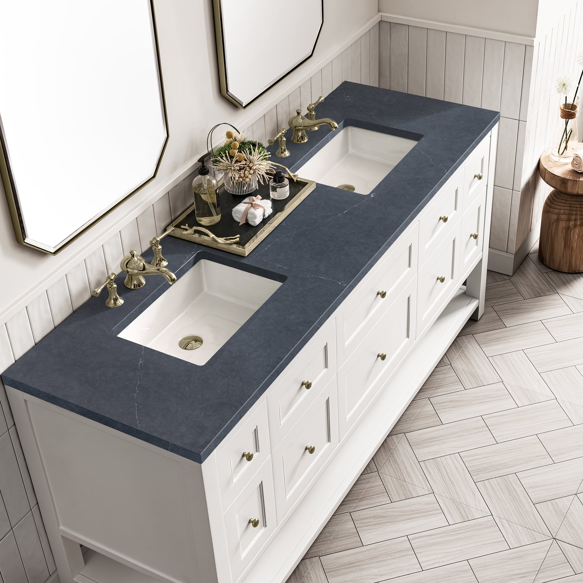James Martin Breckenridge 72" Double Vanity in Bright White with 3cm Countertop