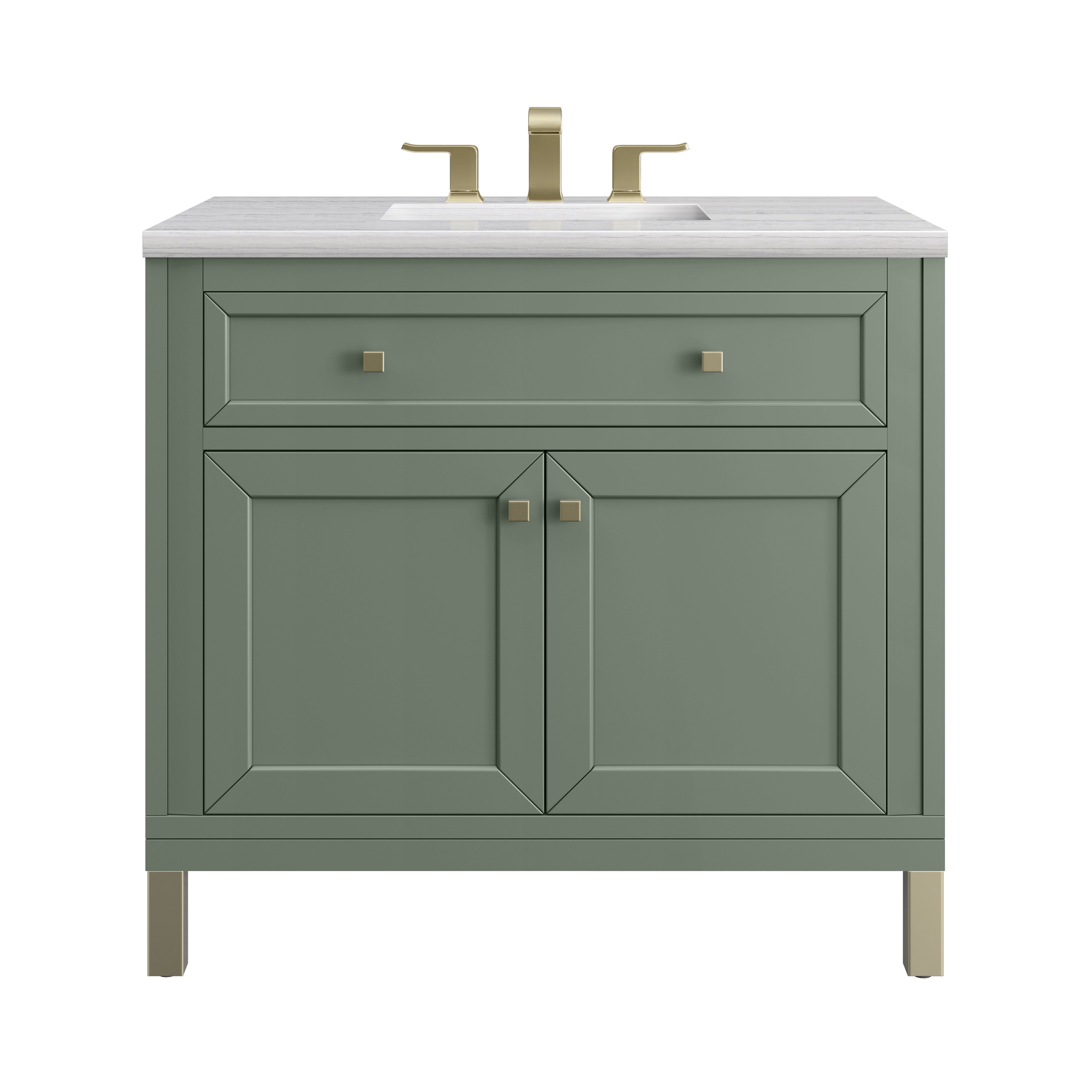 James Martin Chicago 36" Single Vanity in Smokey Celadon with 3cm Countertop