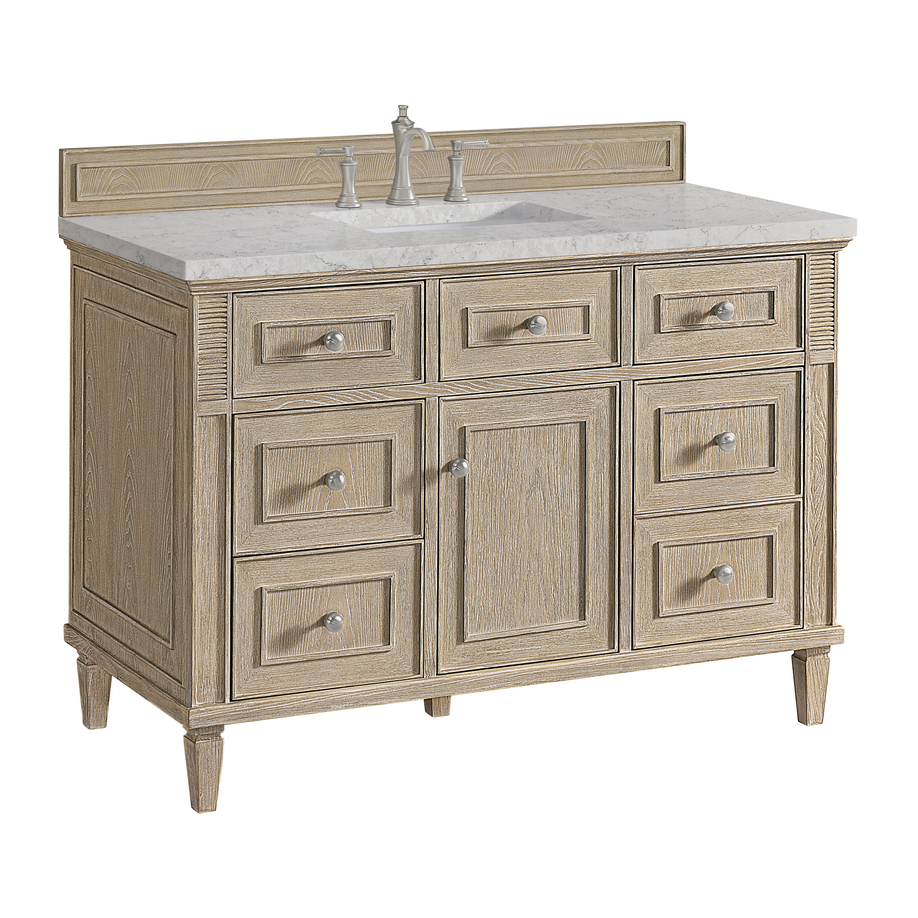 James Martin Lorelai 48" Single Vanity in Whitewashed Oak with 3cm Countertop and FreePower Wireless Charger
