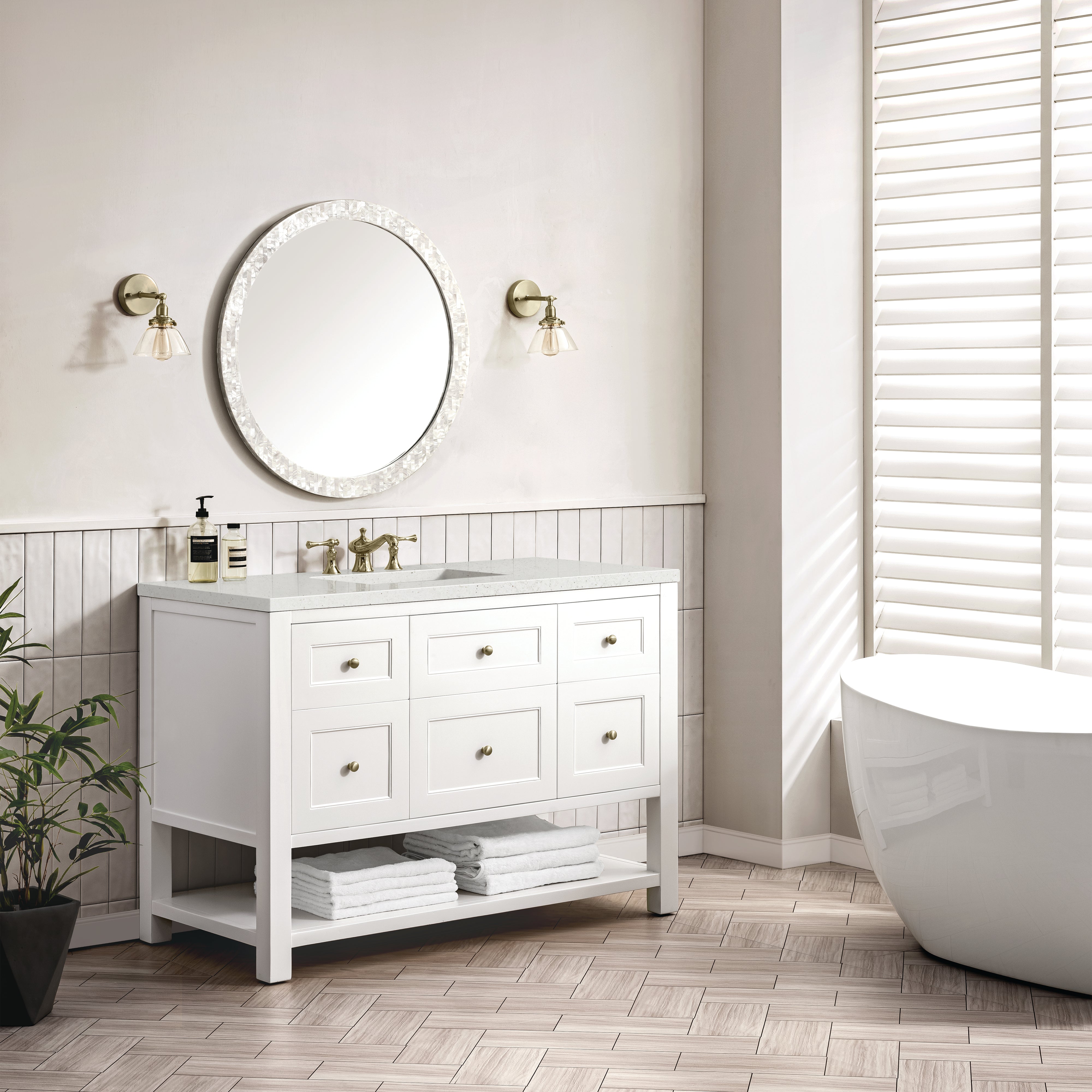 James Martin Breckenridge 48" Single Vanity in Bright White with 3cm Countertop