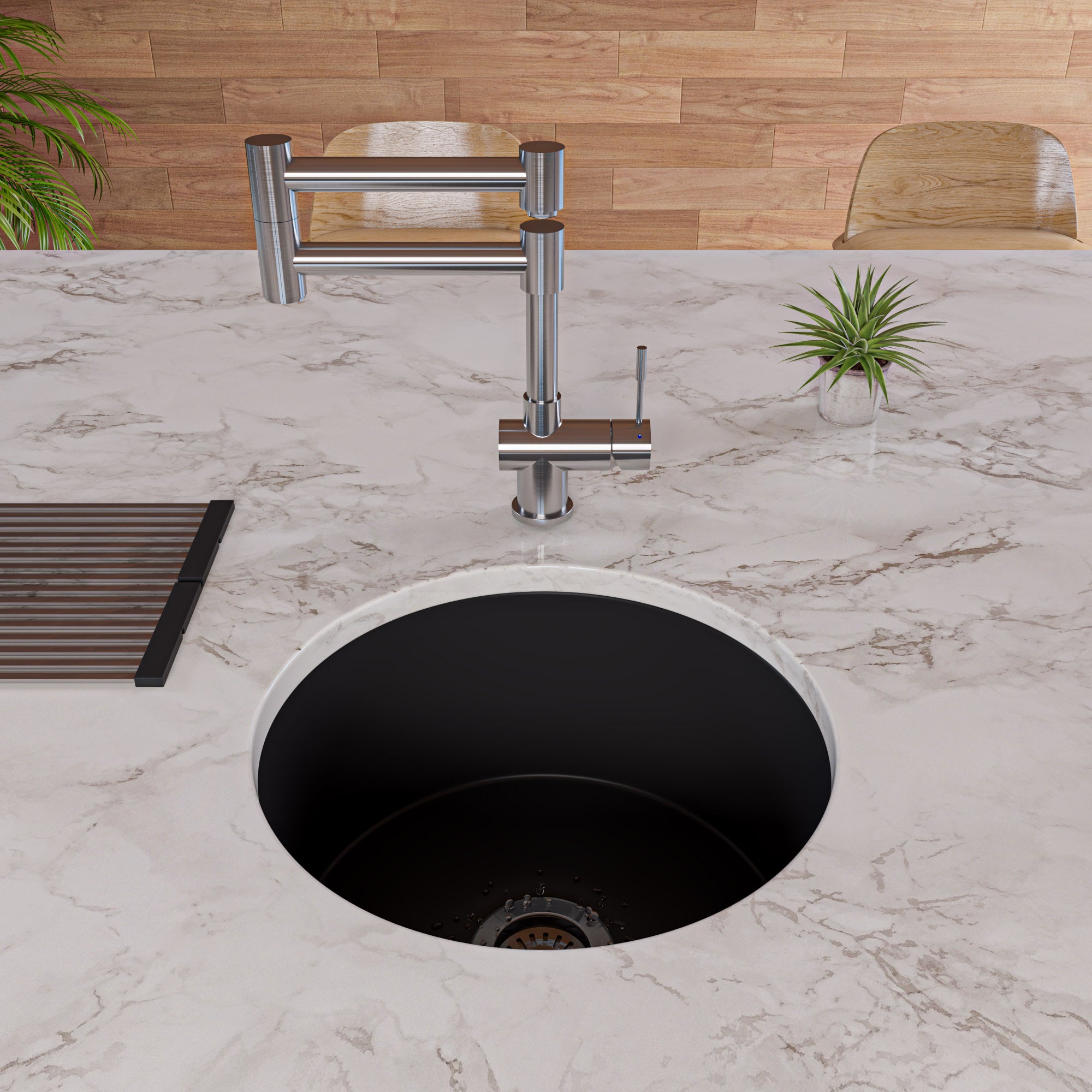 ALFI brand ABF1818R Round 18" x 18" Undermount / Drop In Fireclay Prep Sink