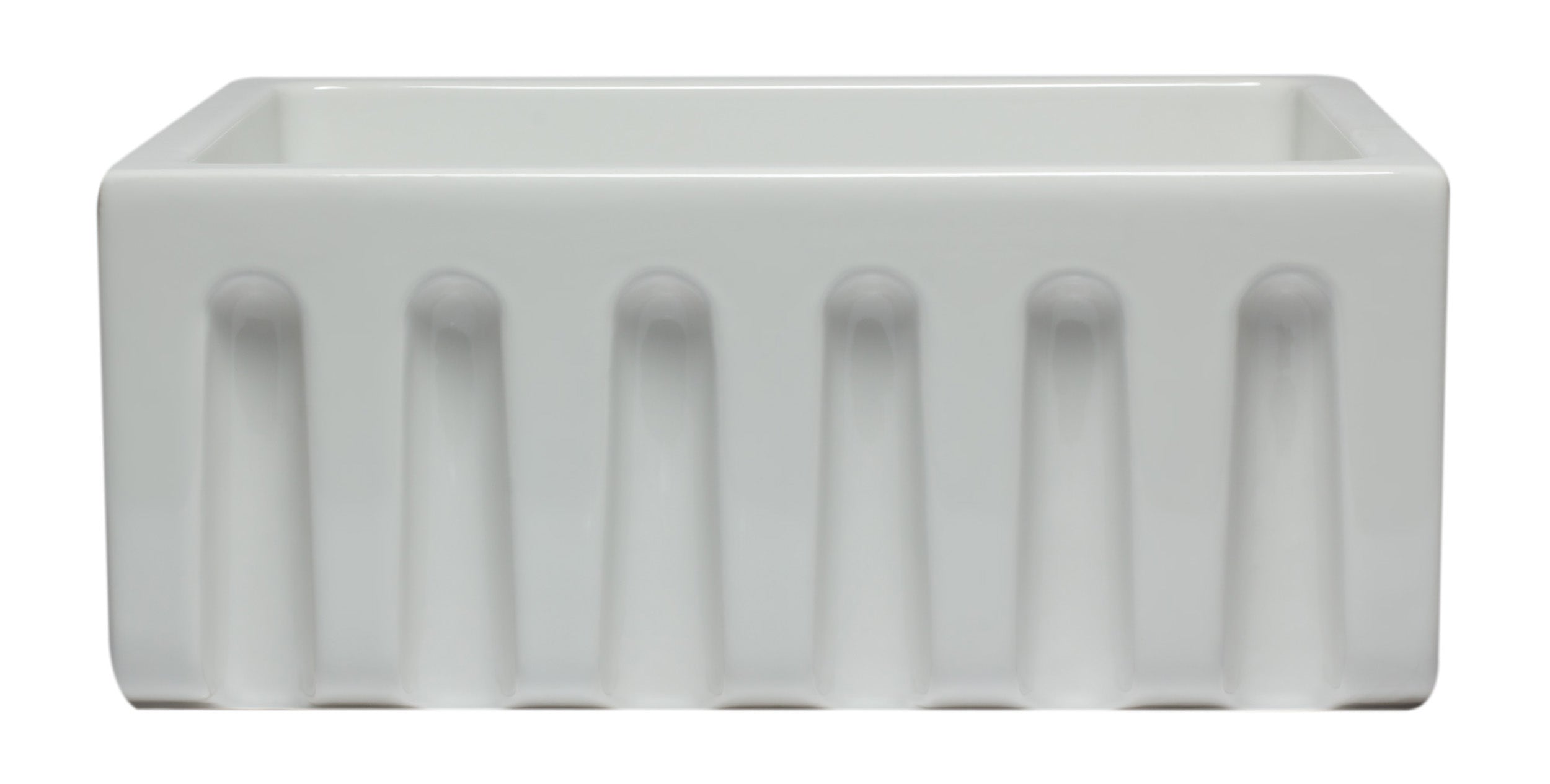 ALFI brand AB2418HS 24" Reversible Smooth / Fluted Single Bowl Fireclay Farm Sink – Biscuit, Black Gloss, Black Matte, White
