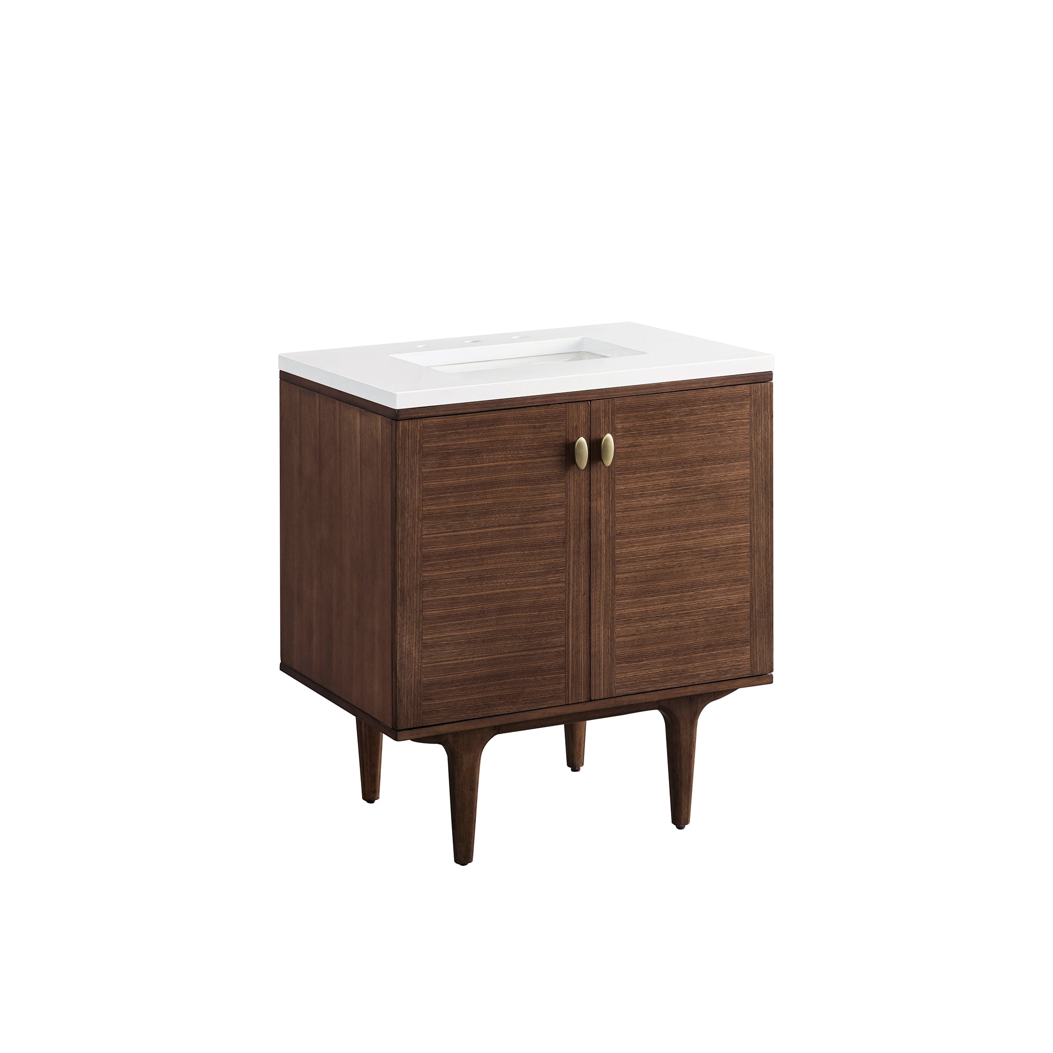 James Martin Amberly 30" Single Vanity in Mid-Century Walnut with 3cm Countertop